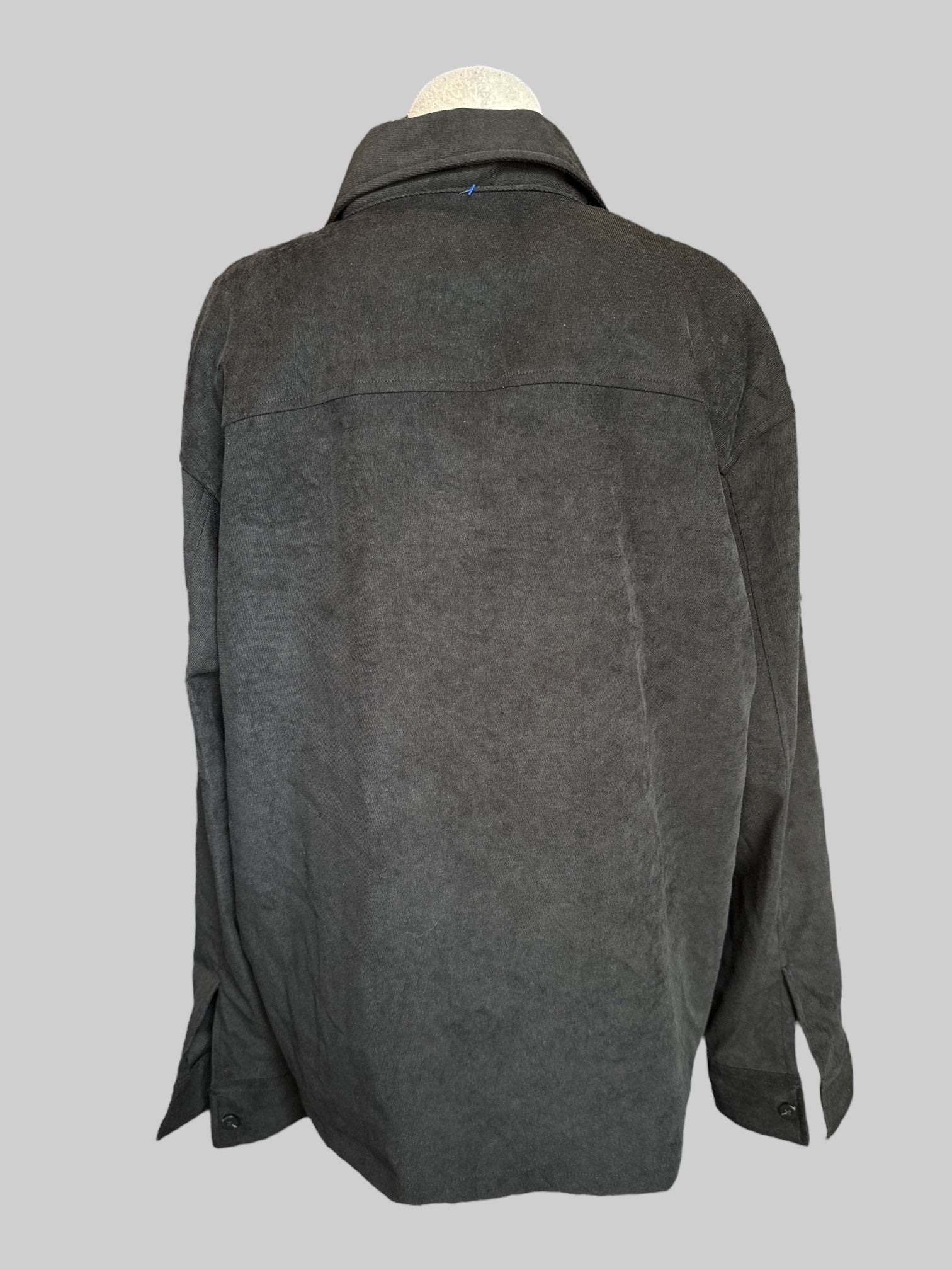 1X Black suede like material button up