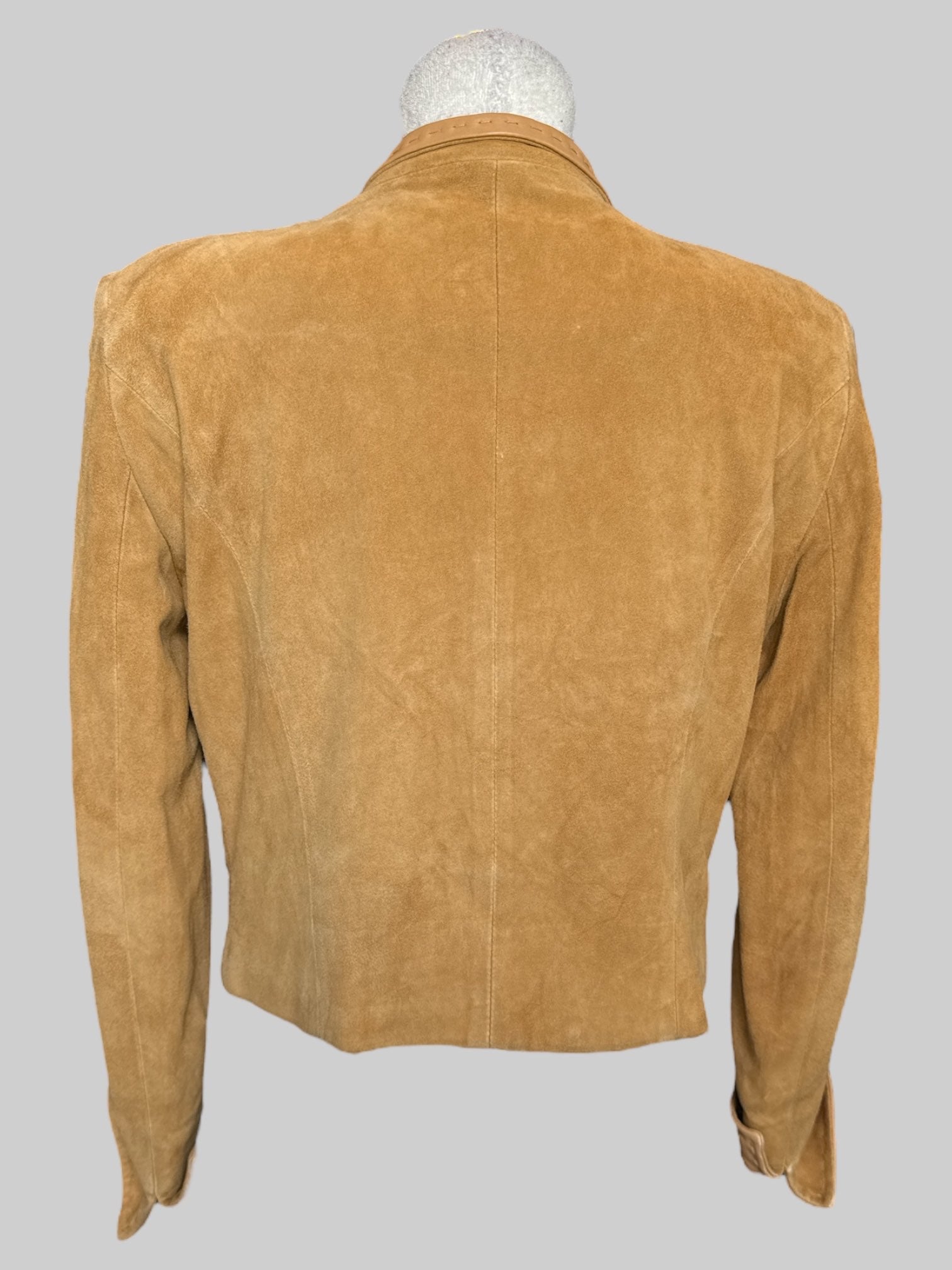 M Casini Firenze genuine leather tan zip up jacket and made in Italy