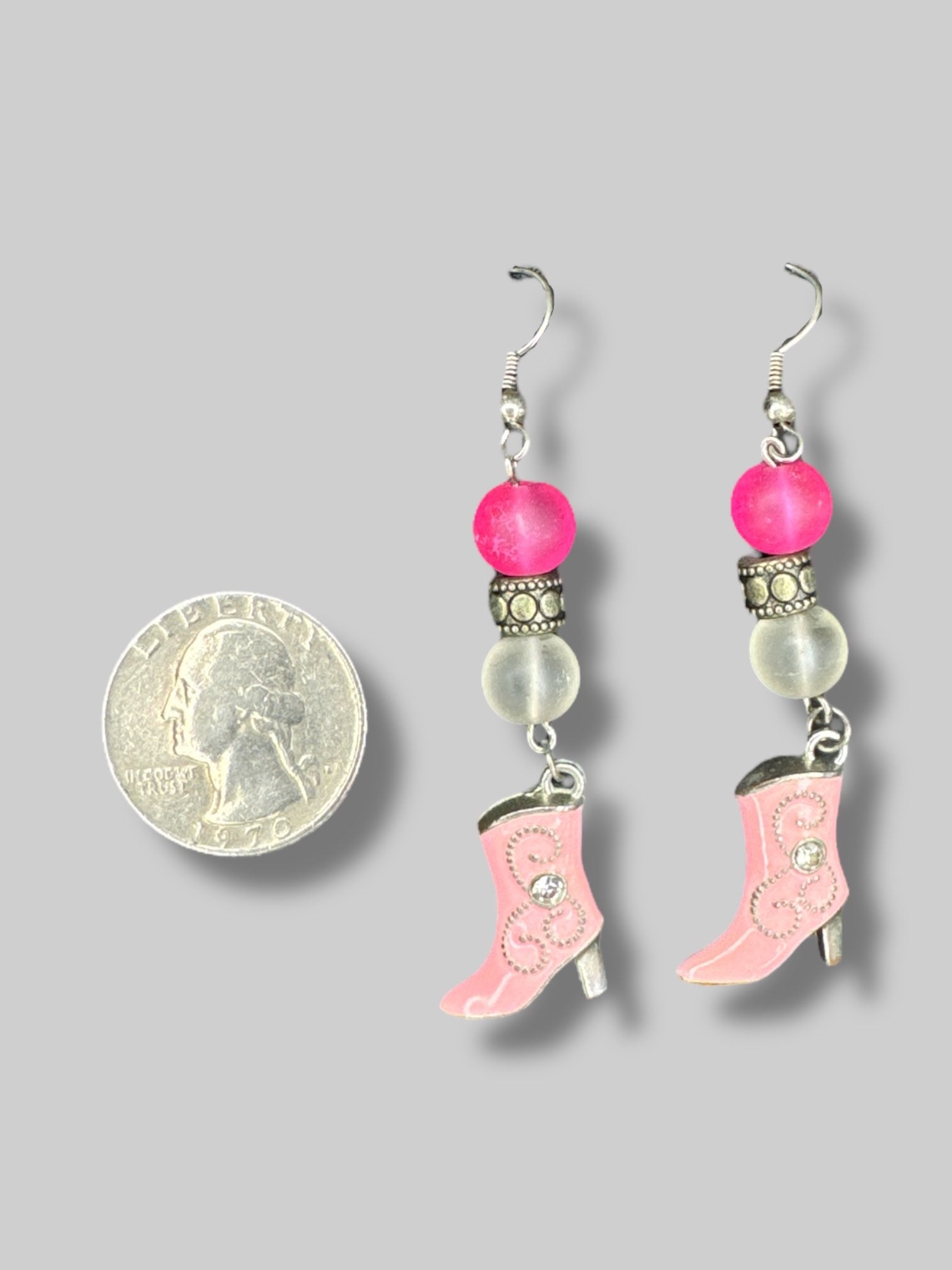 Beads and pink cowboy boots earrings
