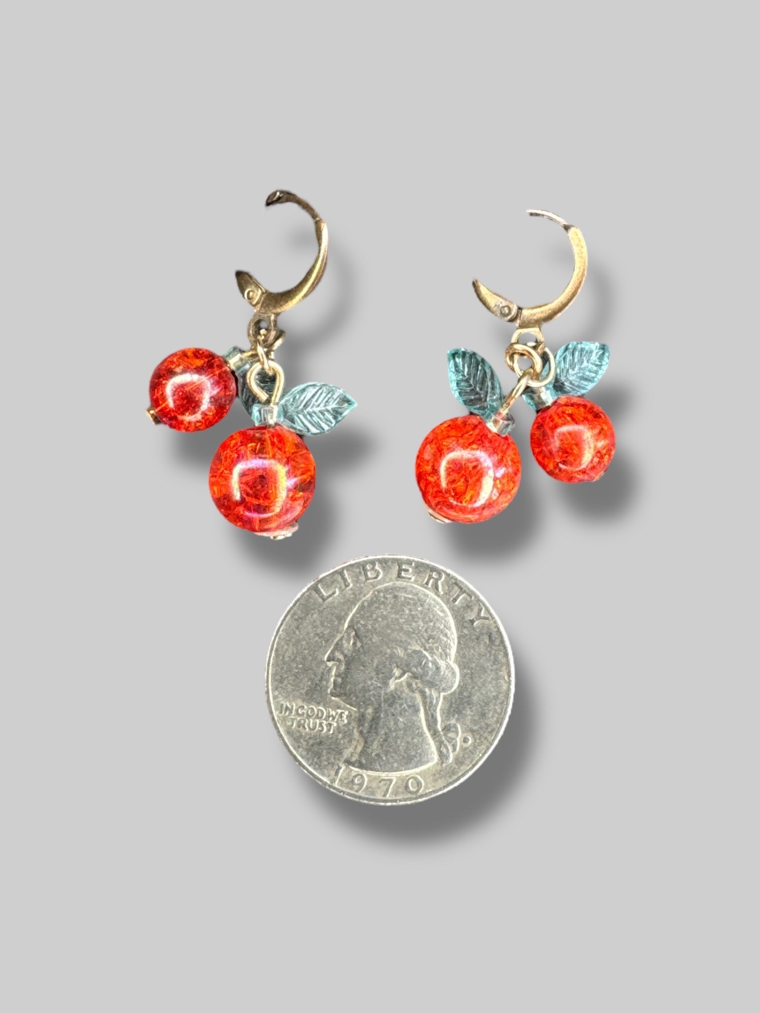 Red and green cherry earrings