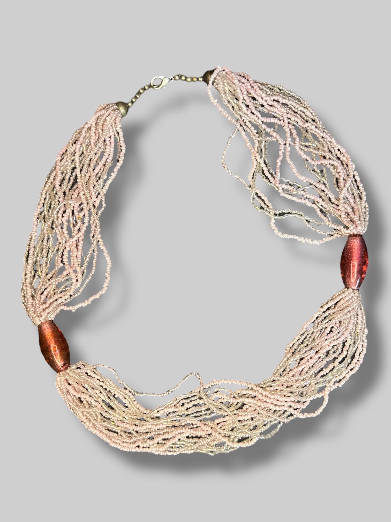Chunky light pink beaded necklace