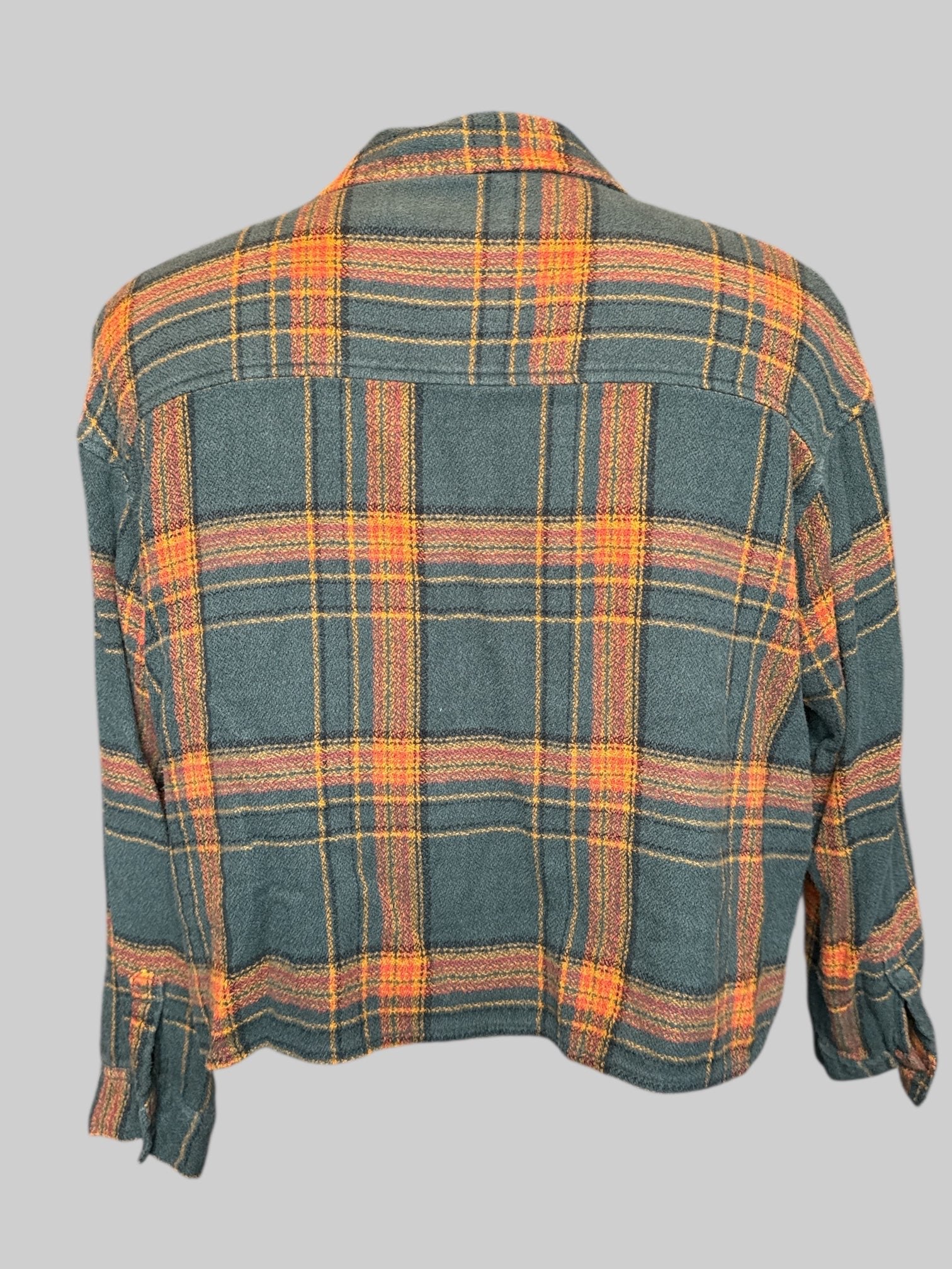 1X Green yellow red and black plaid flannel