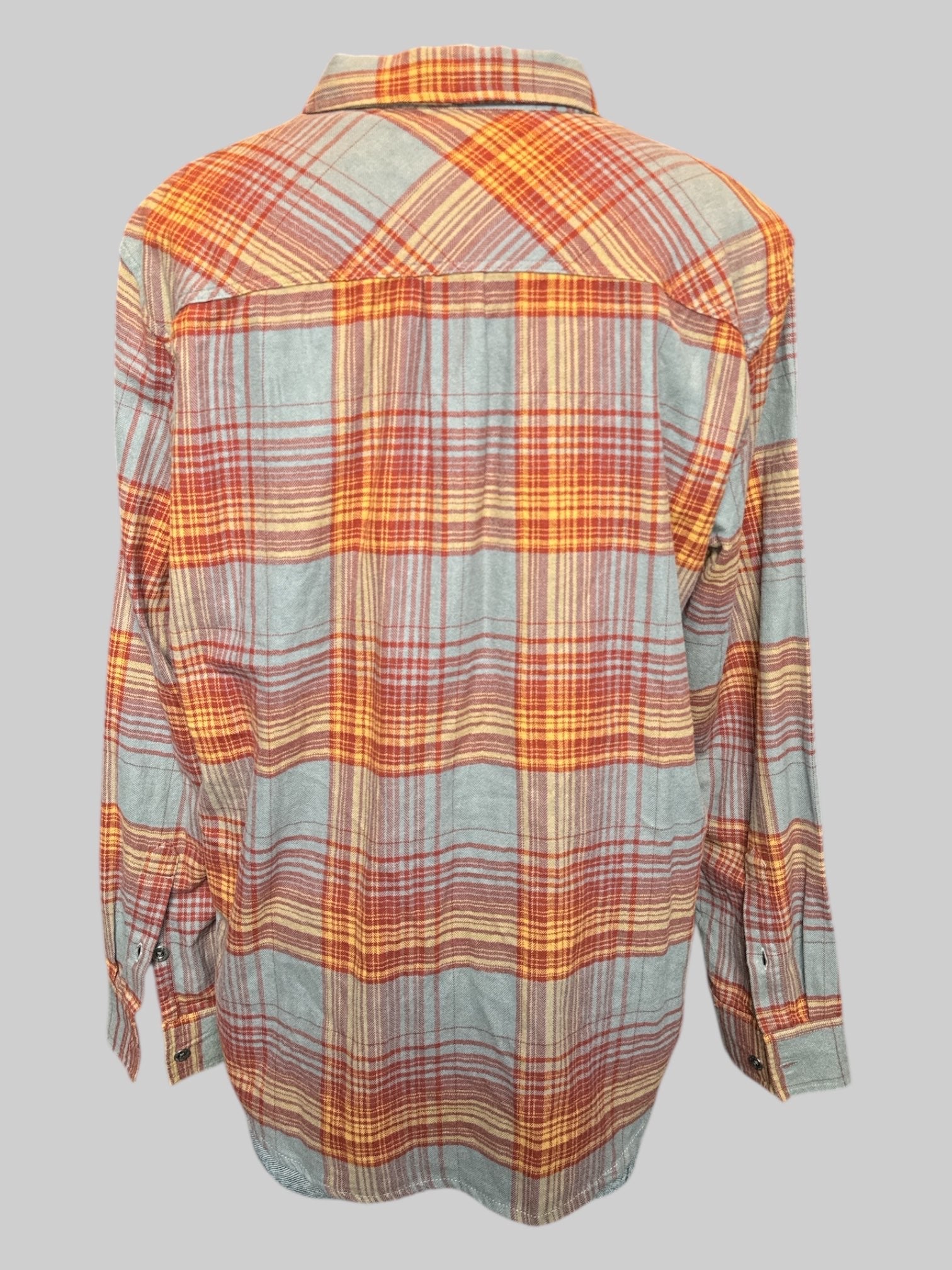 1X Grey red and yellow plaid flannel