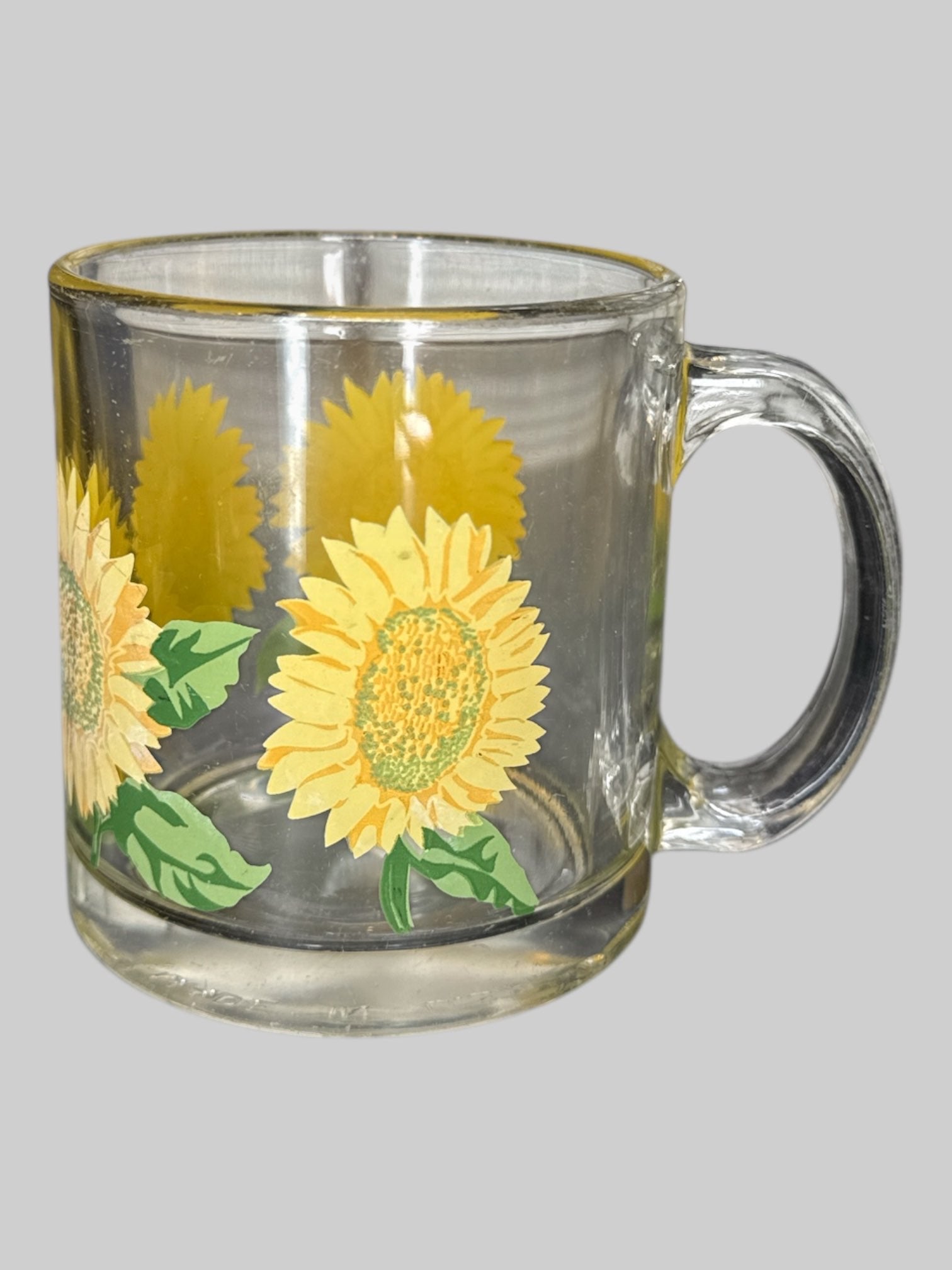 Vintage clear glass with sunflower decor