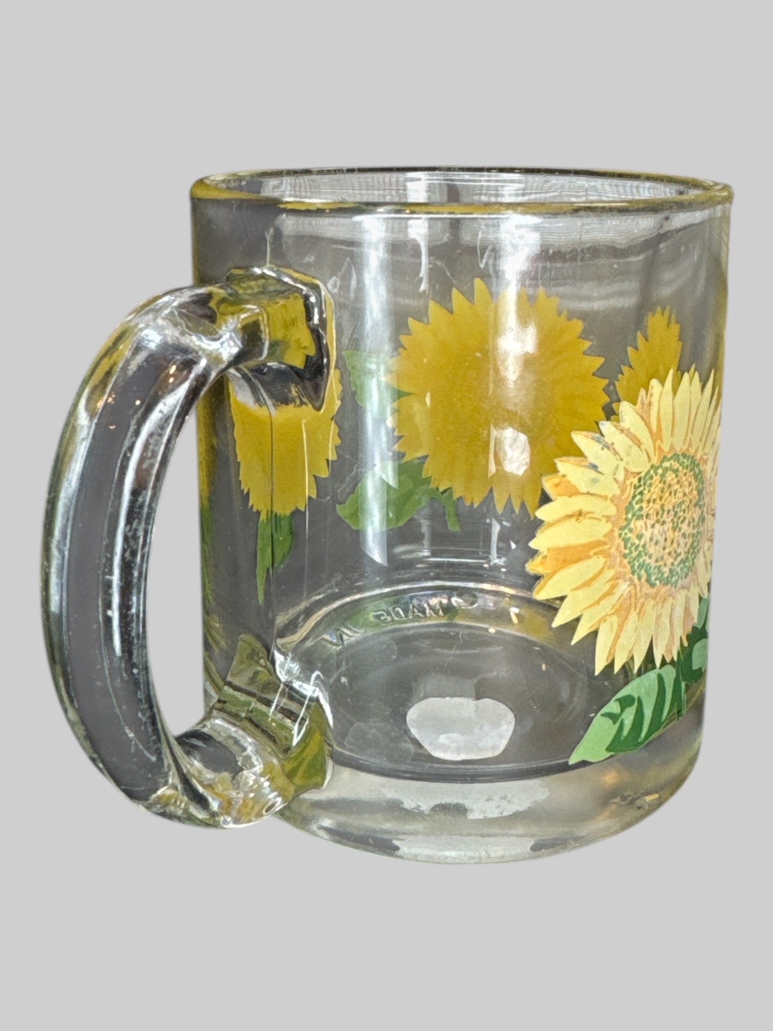 Vintage clear glass with sunflower decor