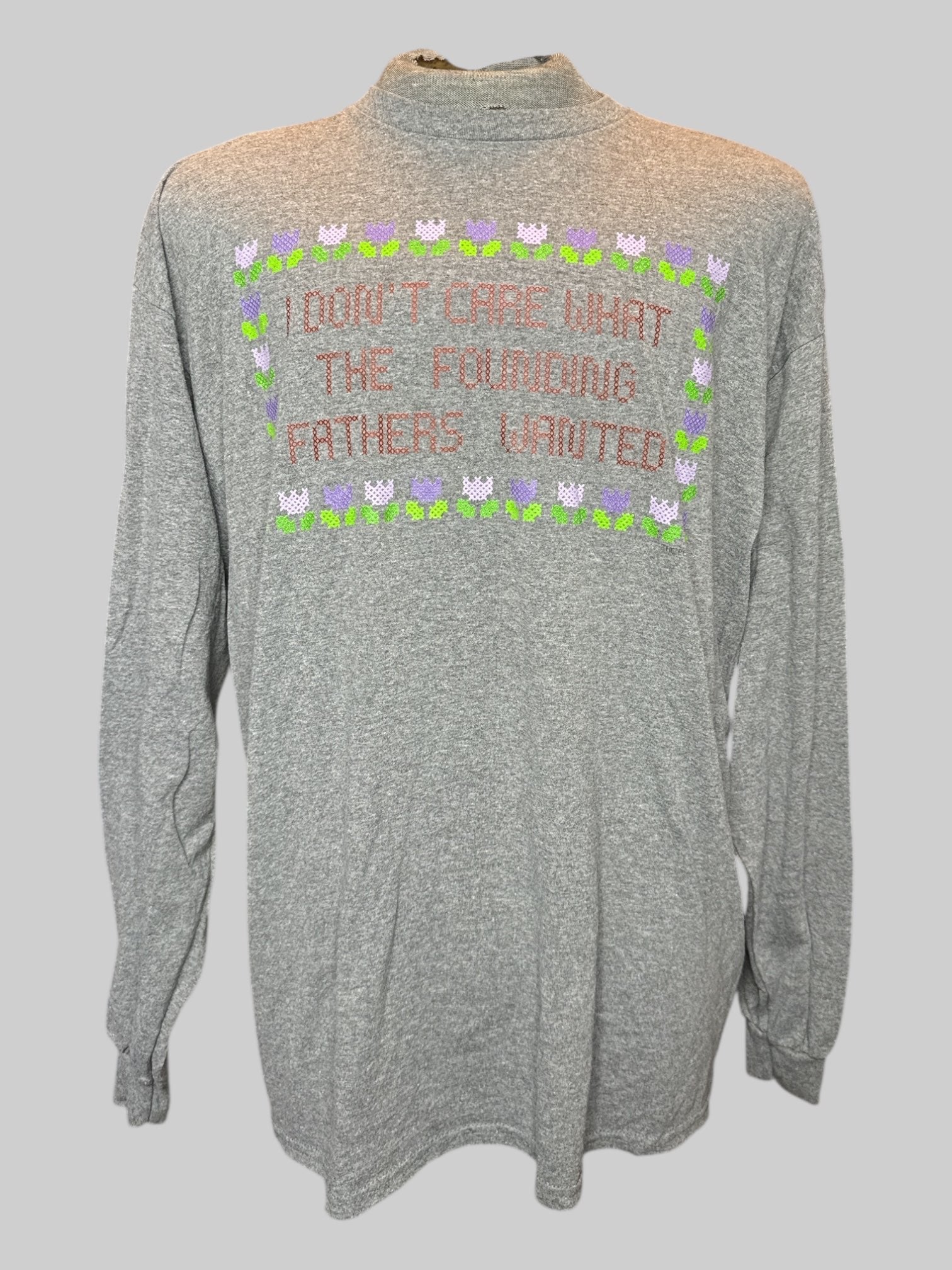 2X Heathered grey long sleeve shirt “I don’t care what the founding fathers wanted”