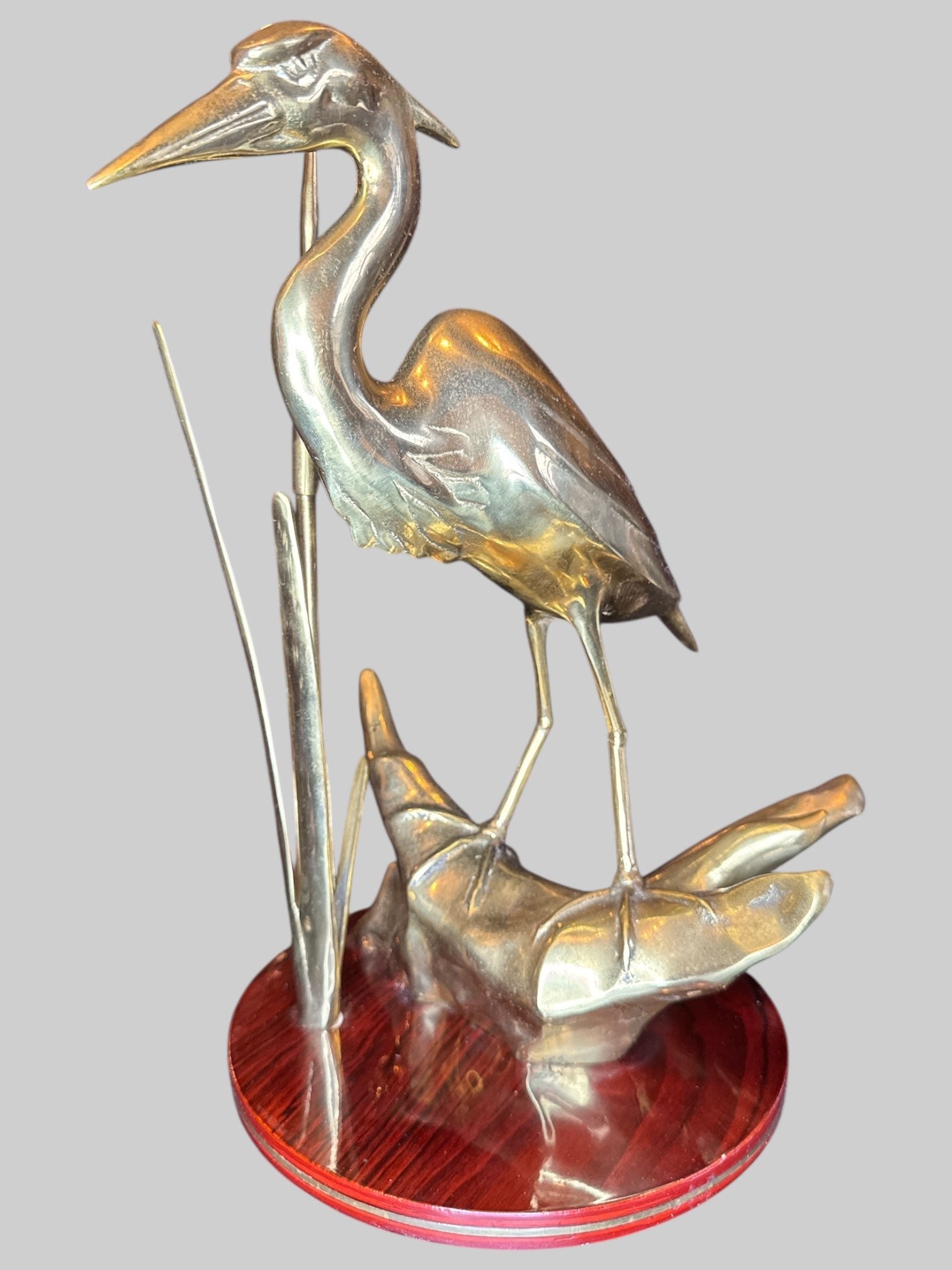 Mid century modern bronze egret statue