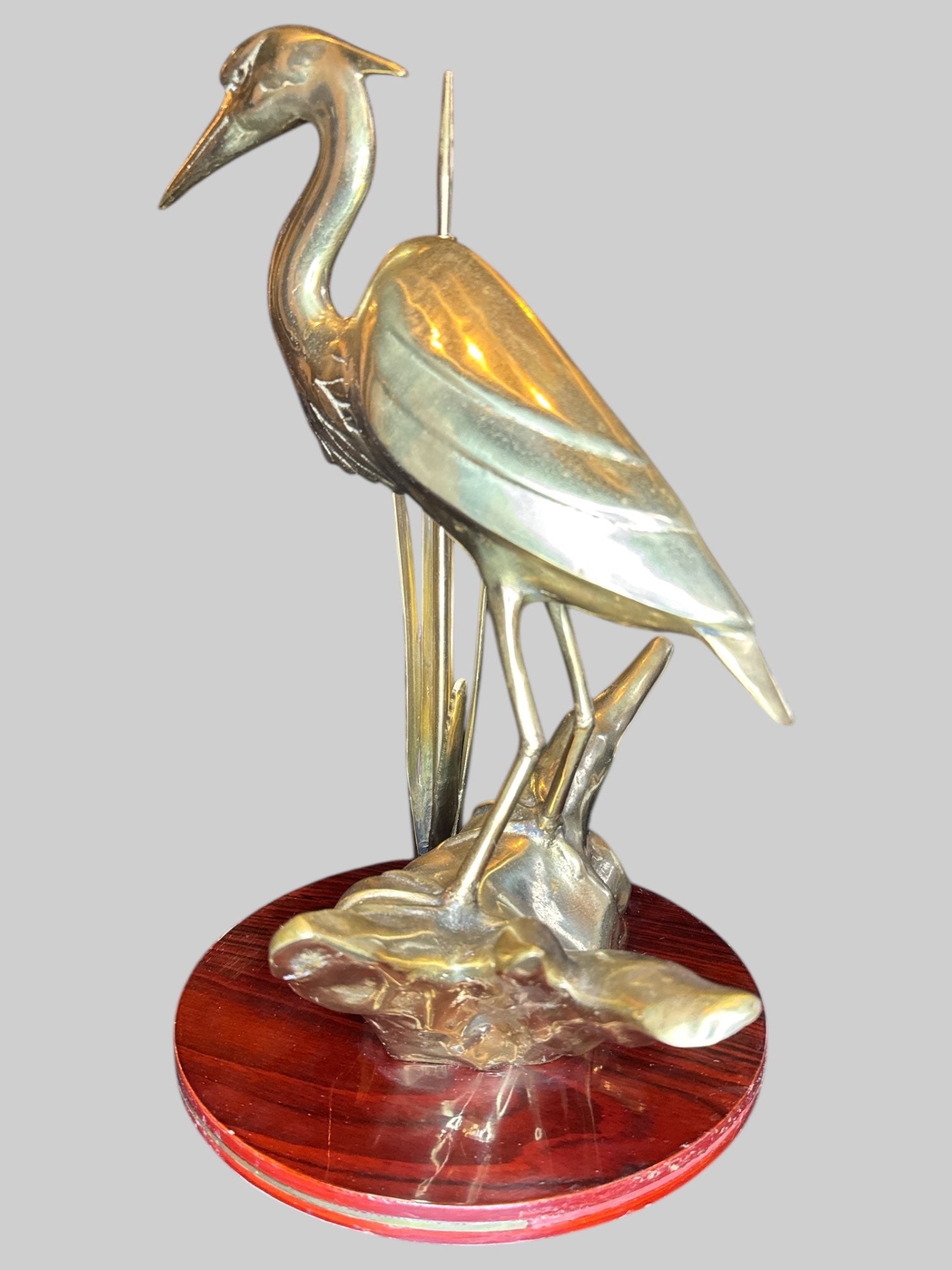 Mid century modern bronze egret statue