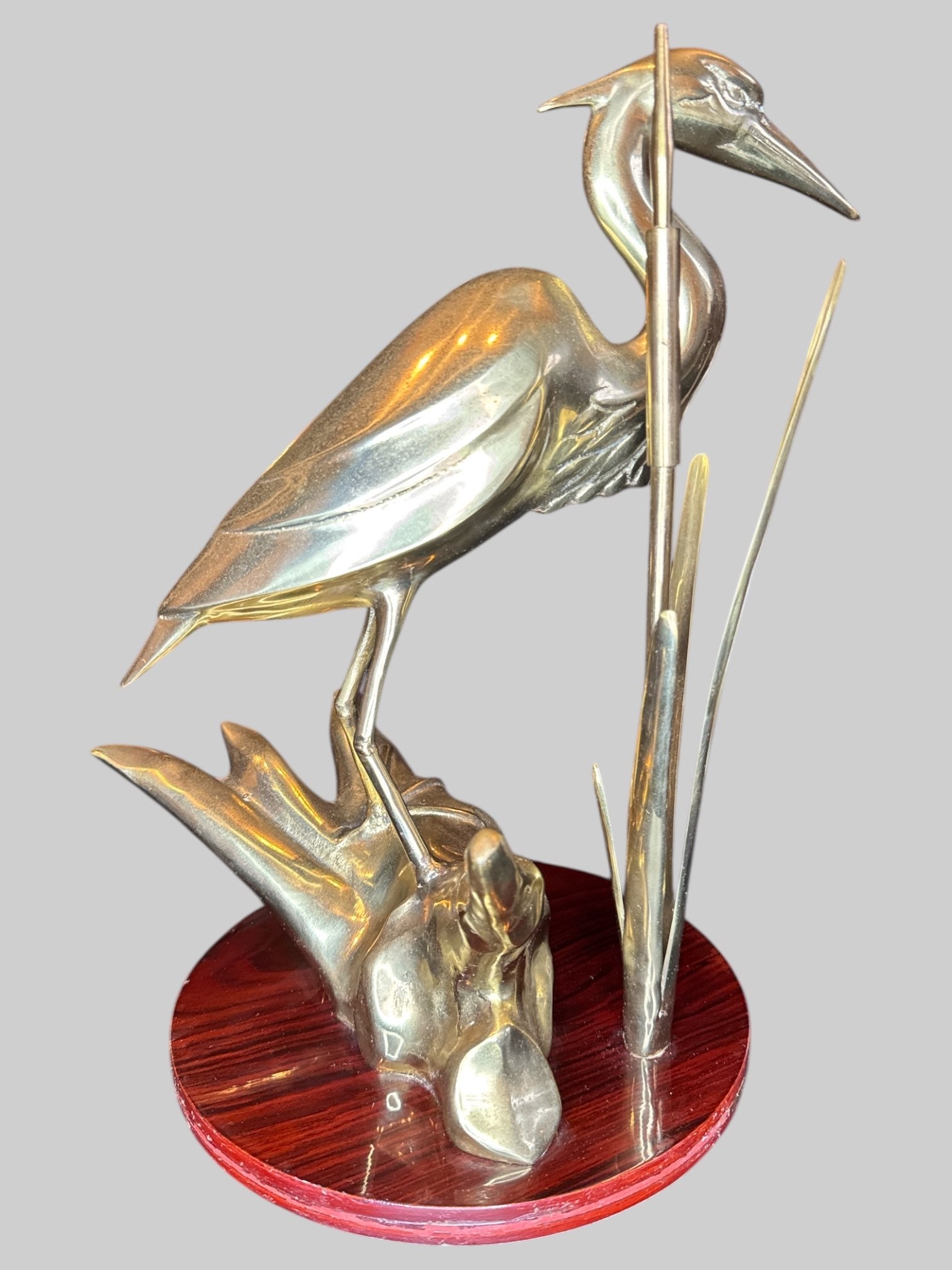 Mid century modern bronze egret statue
