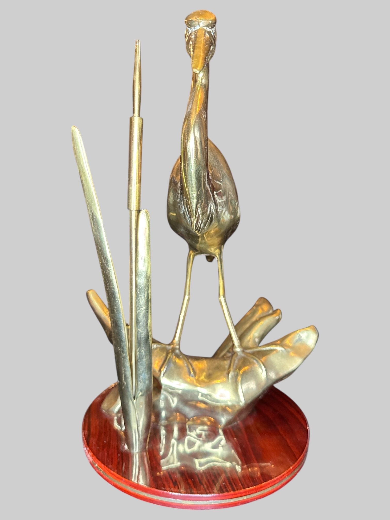 Mid century modern bronze egret statue