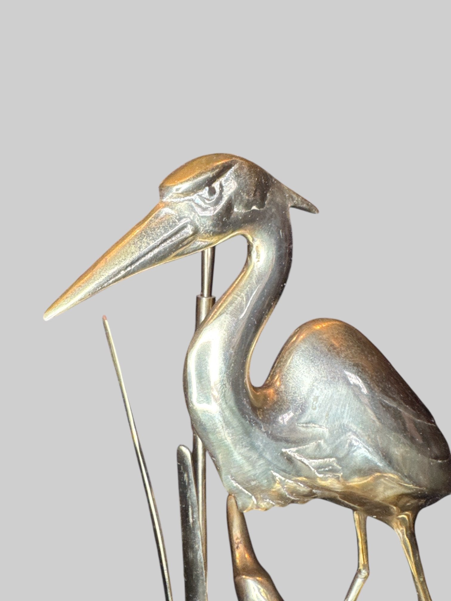 Mid century modern bronze egret statue