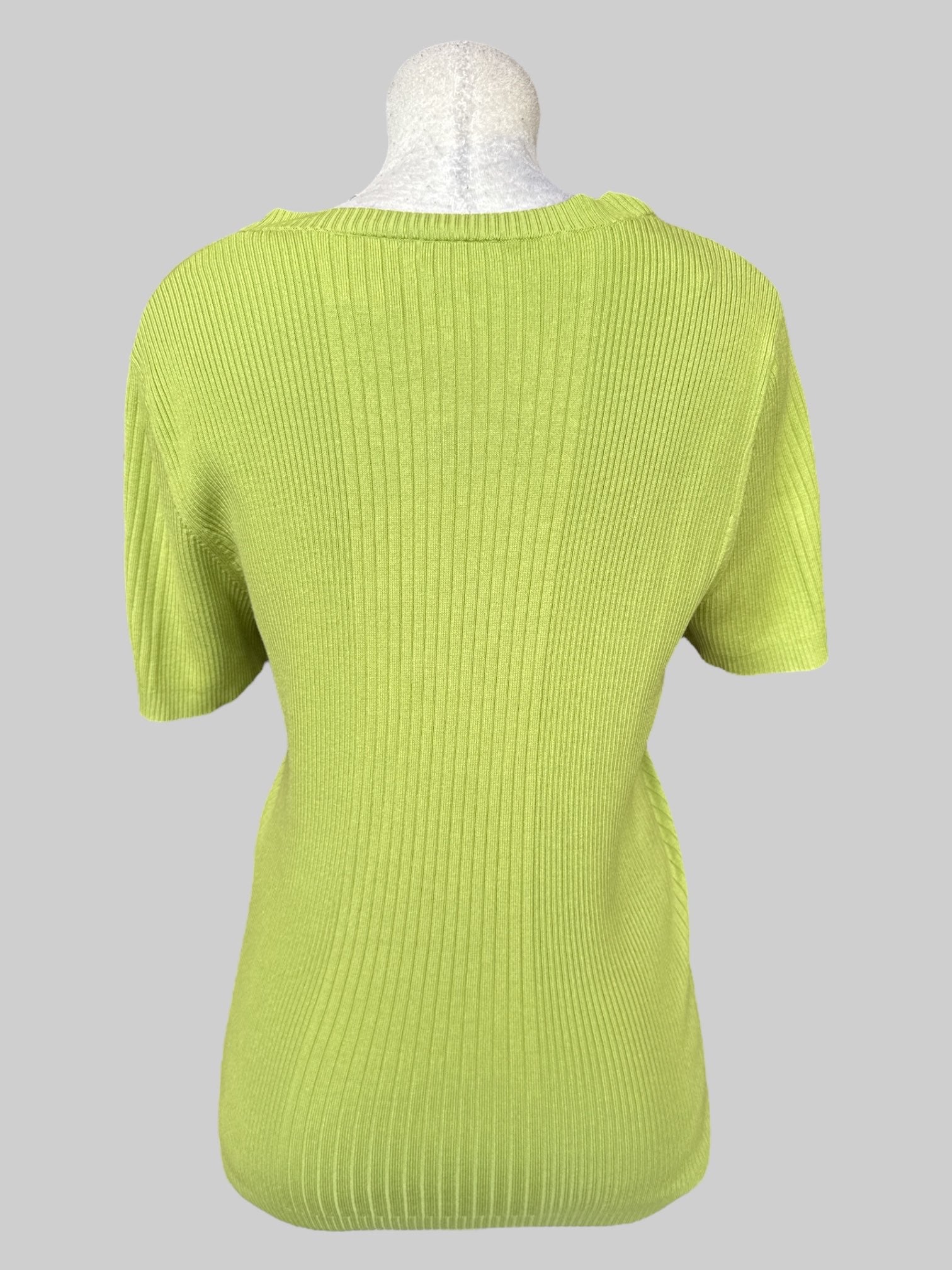 2X Vintage green ribbed knit sweater short sleeve top