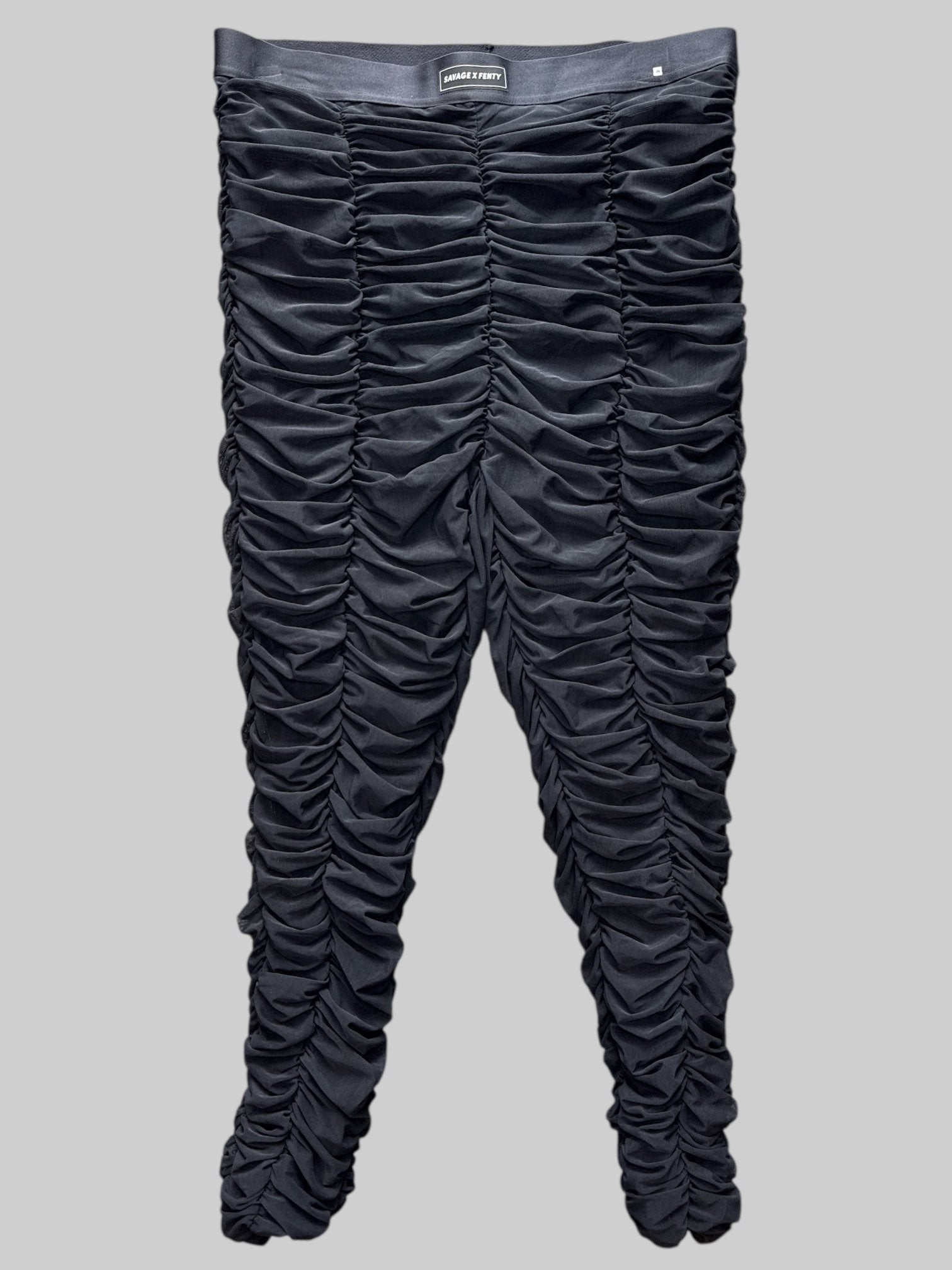 XL NWT Savage x Fenty sport black completely ruched pants