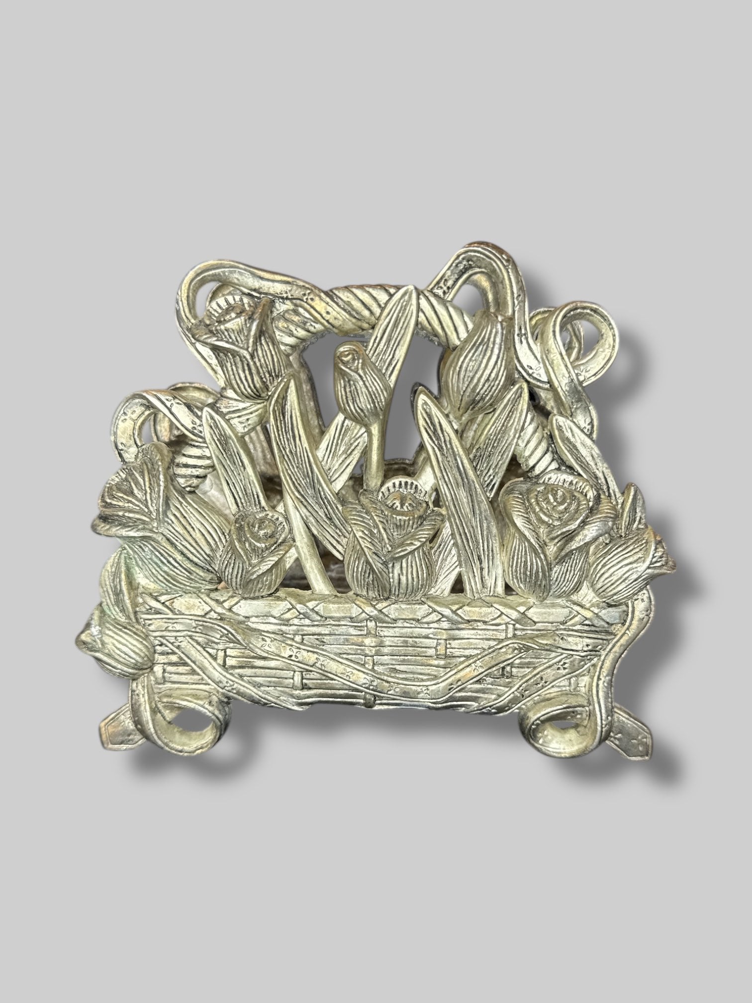 Heavy napkin holder with roses