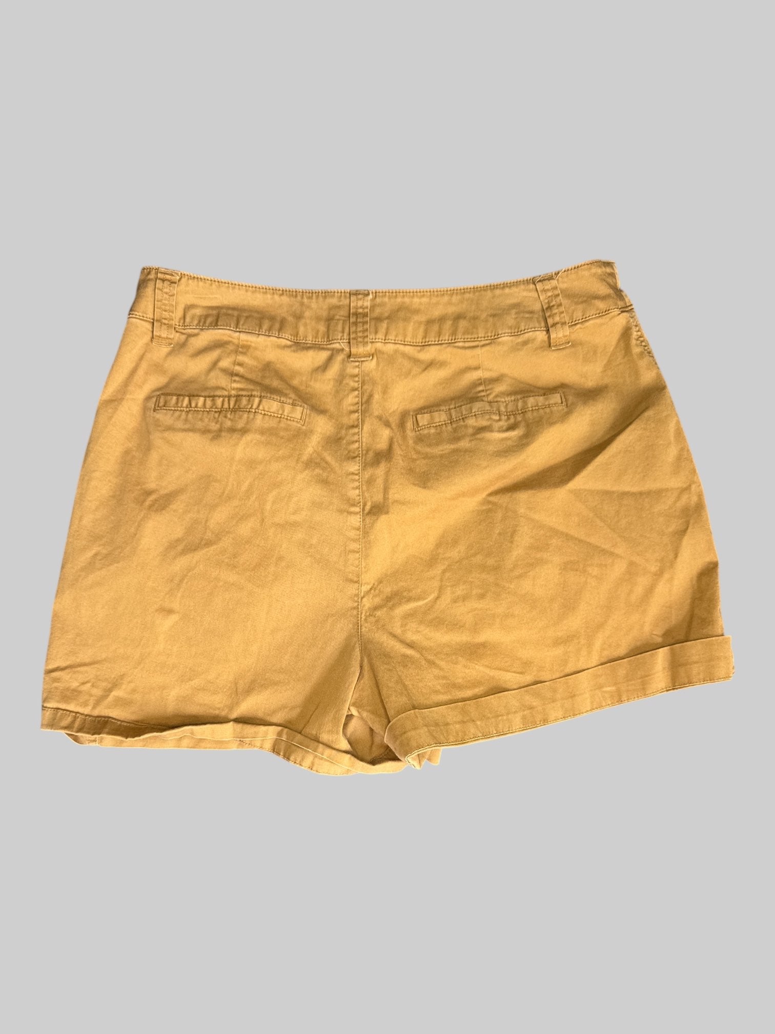 L Brown khaki material shorts with slight pleating