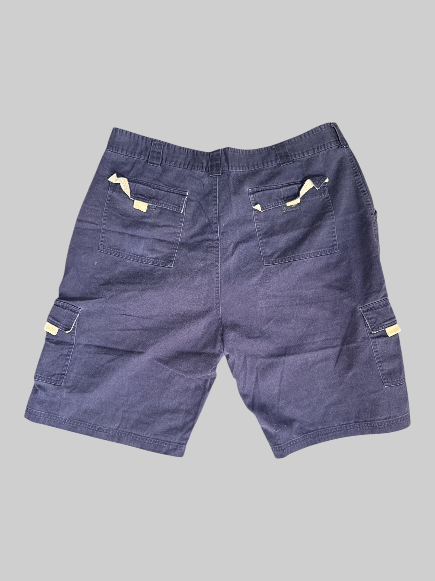 XL Vintage navy blue cargo shorts with off white accents