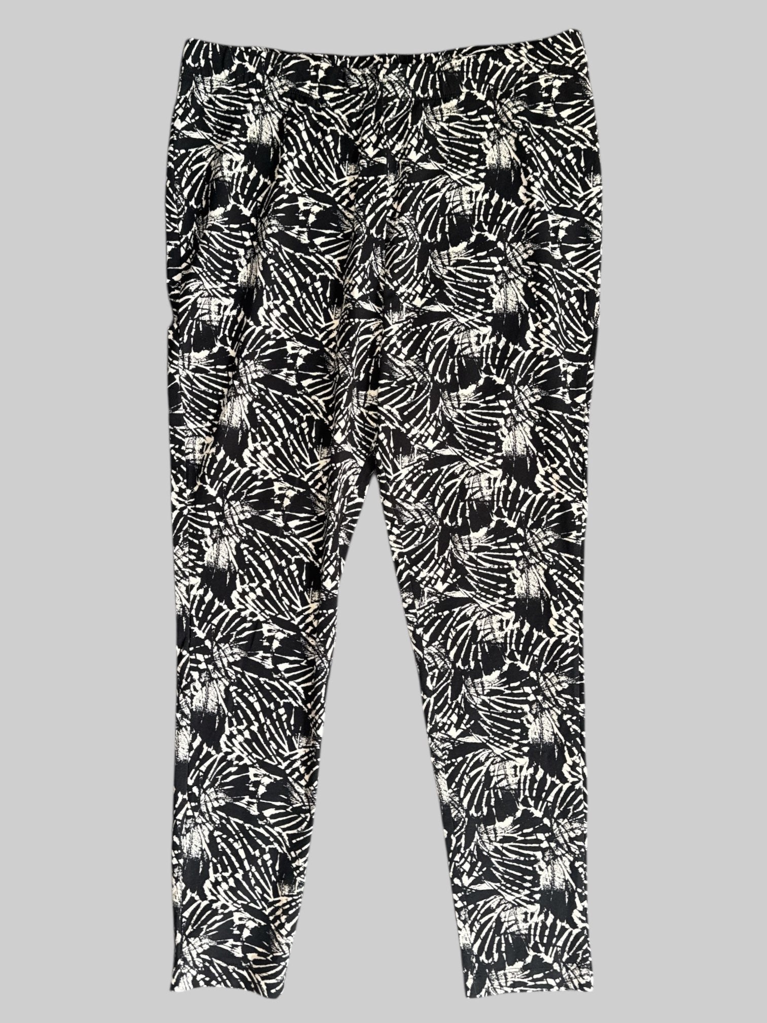 XL Black and white botanical print leggings