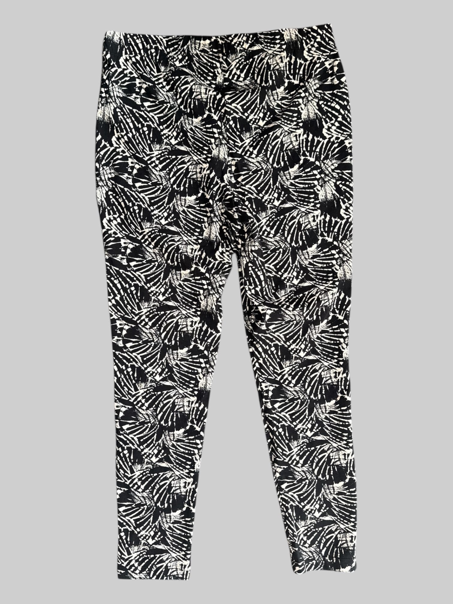 XL Black and white botanical print leggings