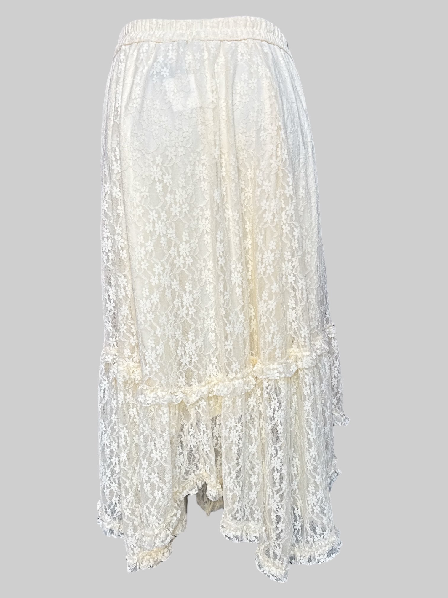 0X NWT American Eagle cream maxi skirt with cream floral lace overlay with sheer bottom and elastic waistband