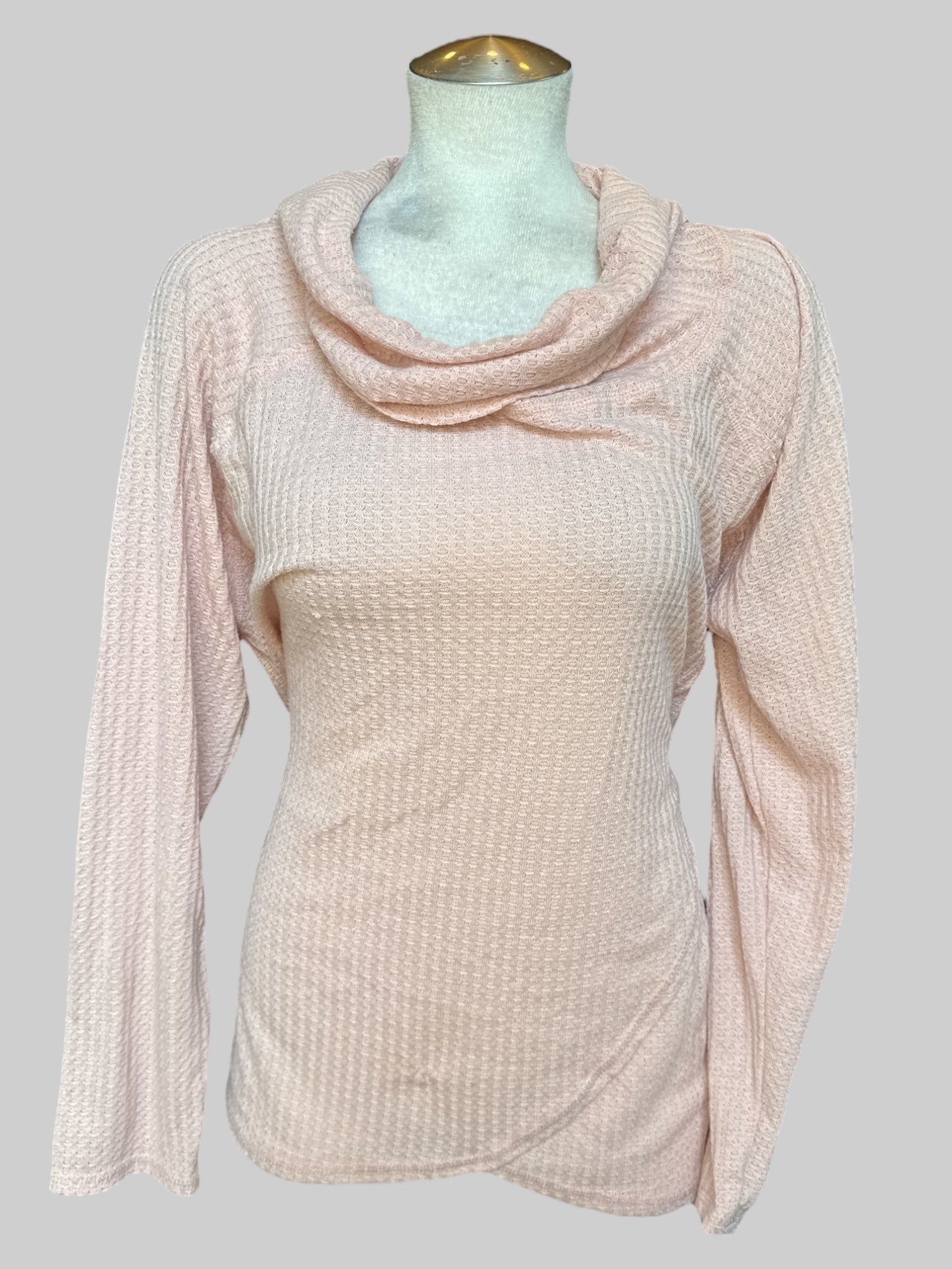 3X Light pink waffle knit turtleneck