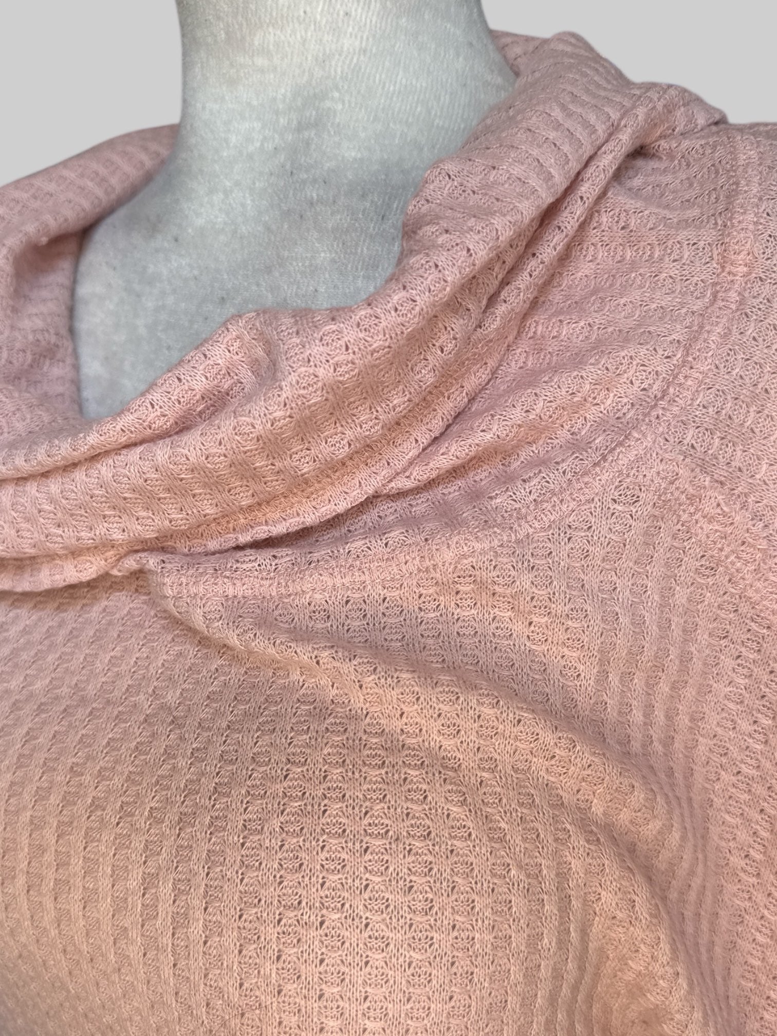 3X Light pink waffle knit turtleneck