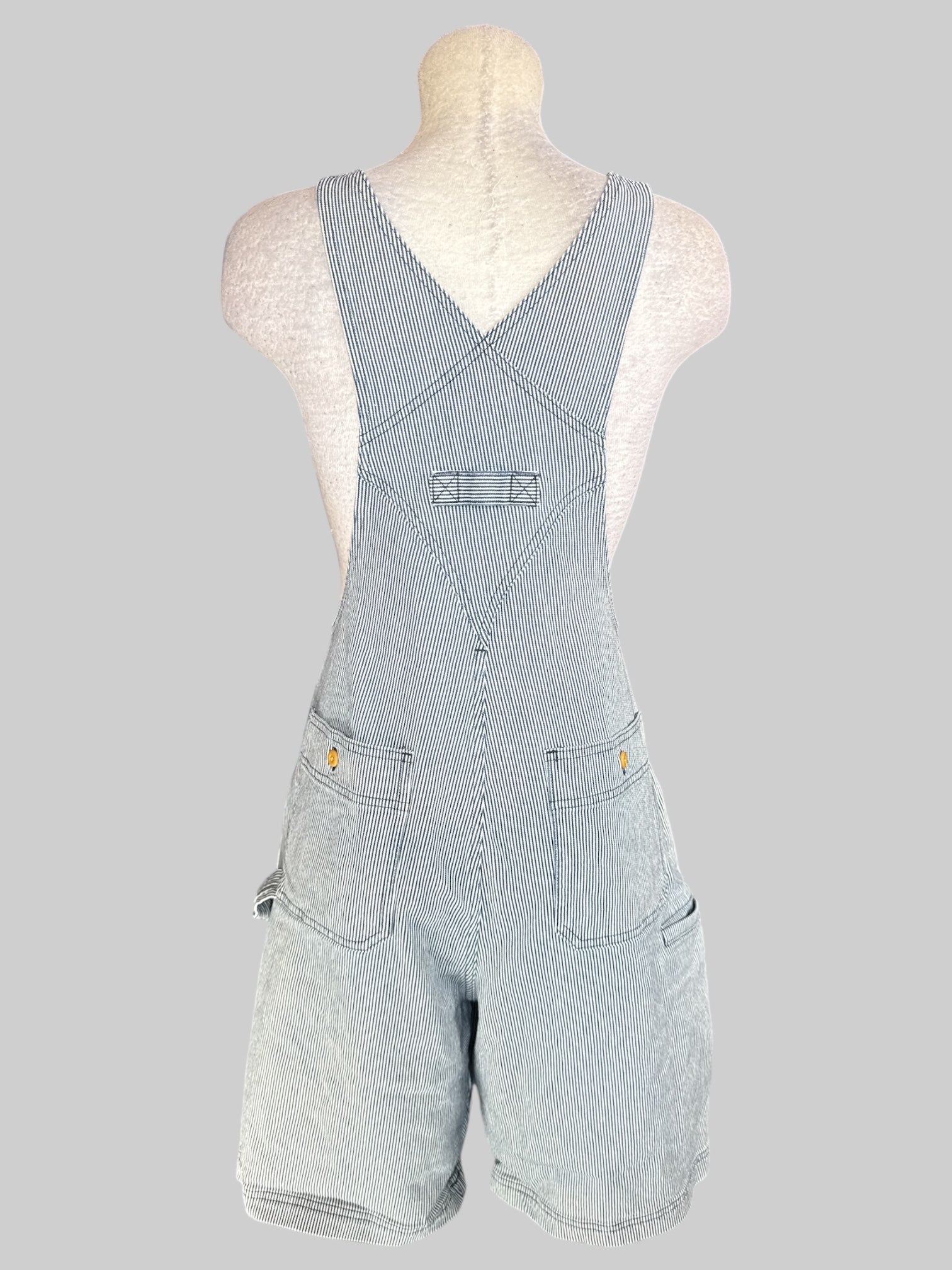 XL Blue and white striped overalls