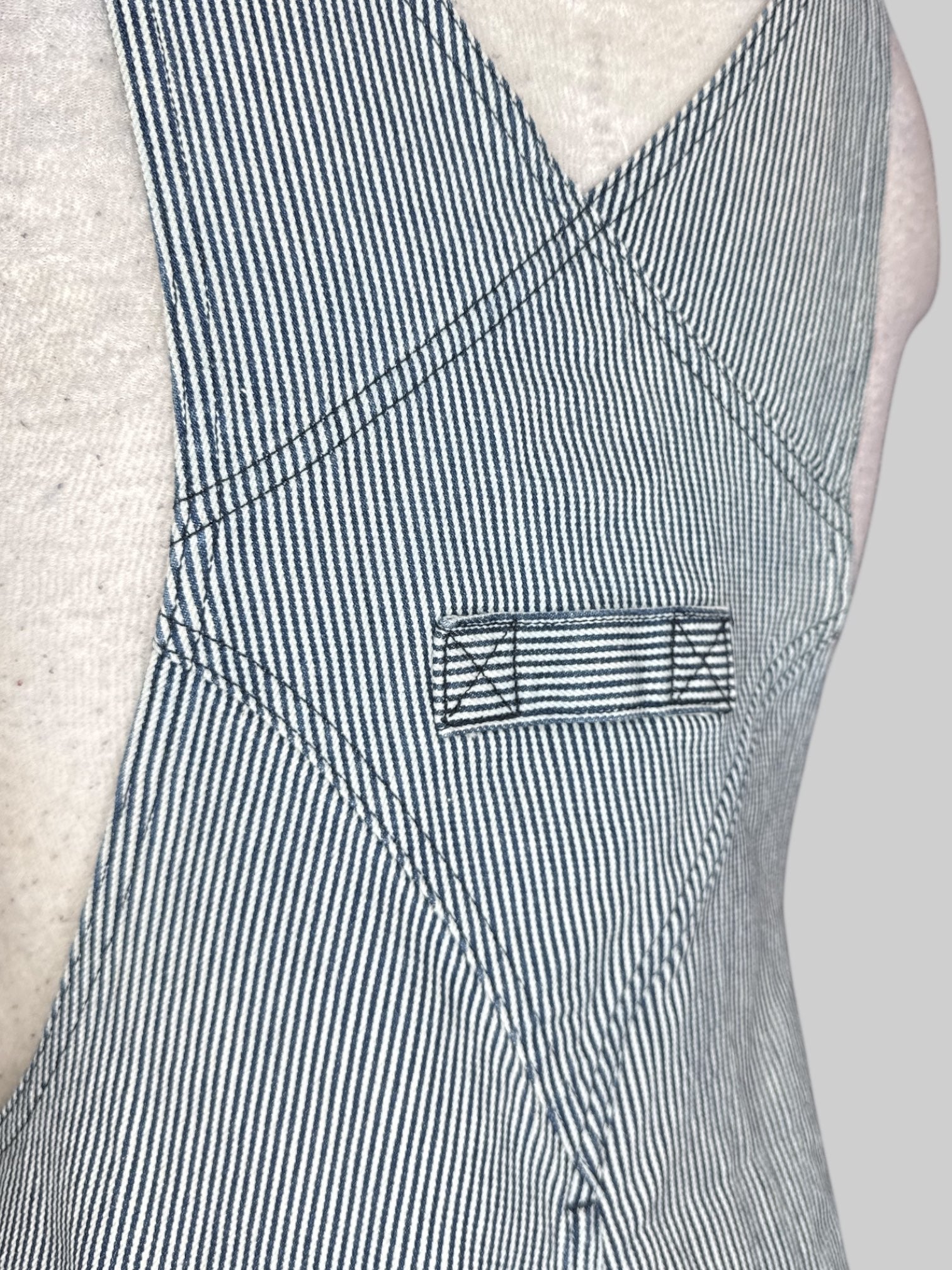 XL Blue and white striped overalls
