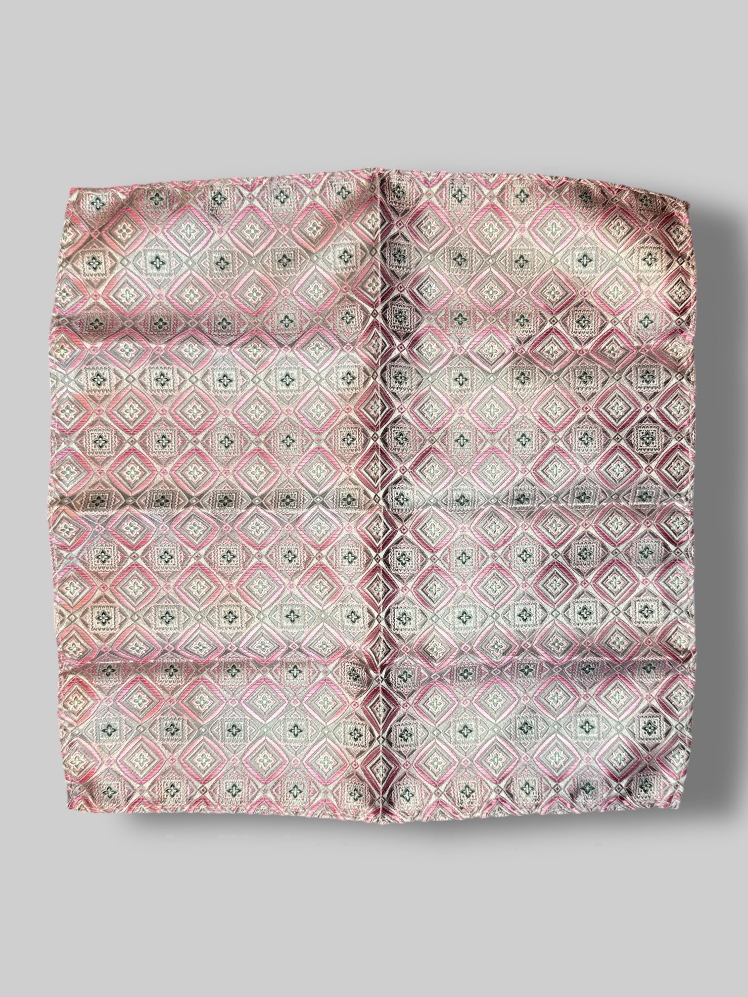 Reversible pink, silver, and black pocket square