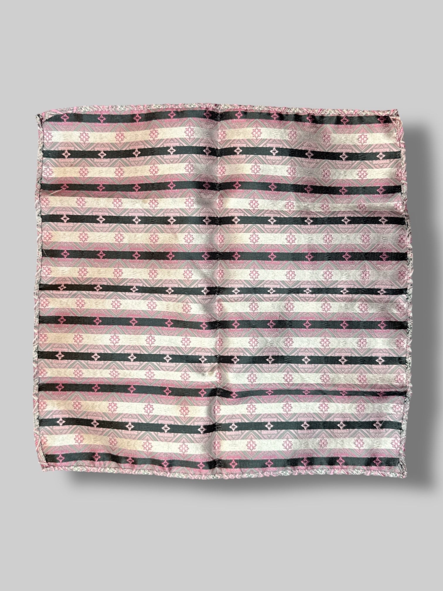 Reversible pink, silver, and black pocket square