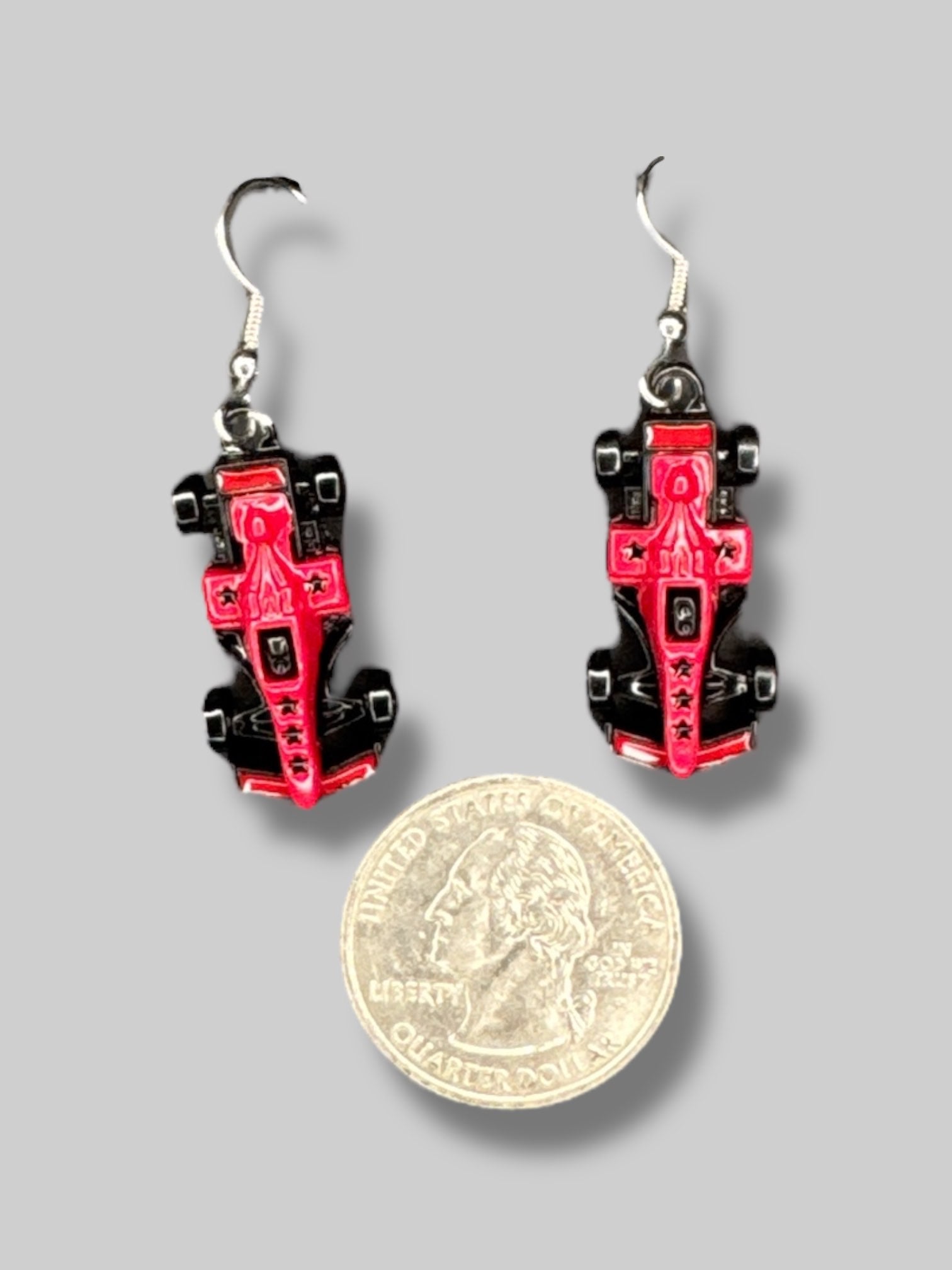 Dangle red car earrings