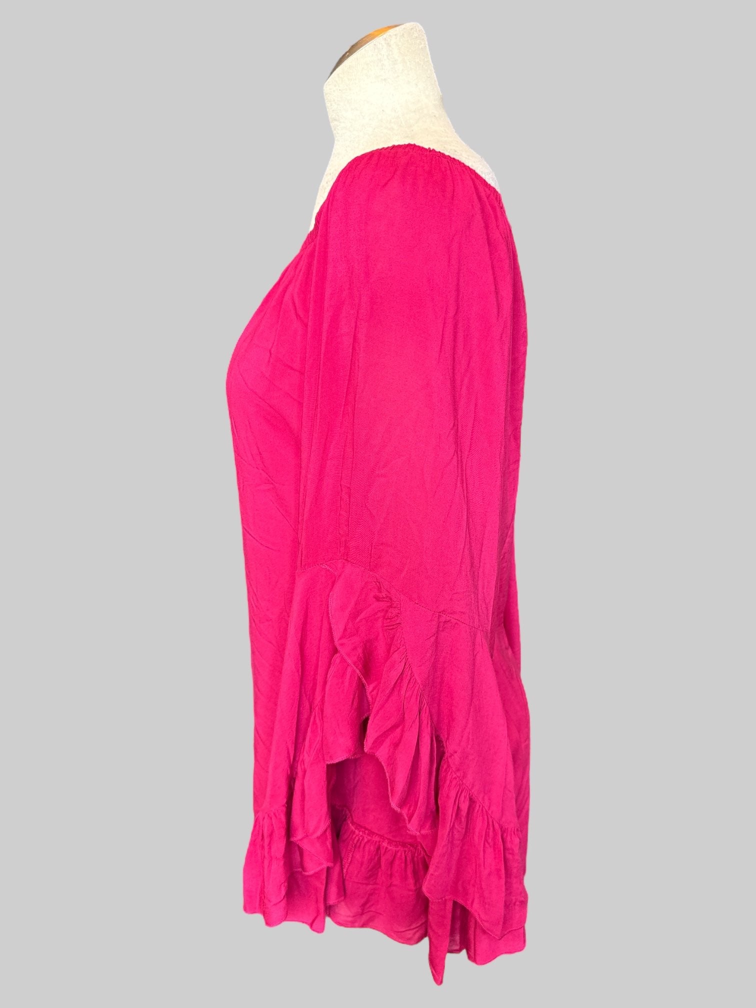 4X pink flowy top with flowy ruffled sleeves