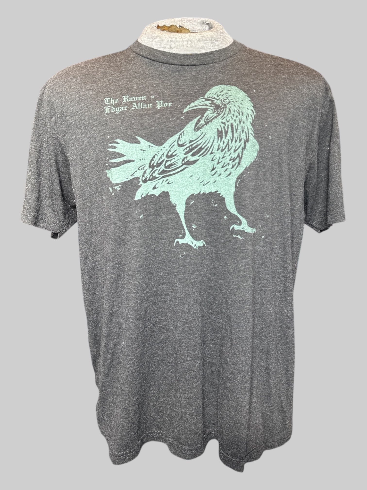 2X Heathered dark gray The Raven Edgar Allen Poe t shirt with raven graphic