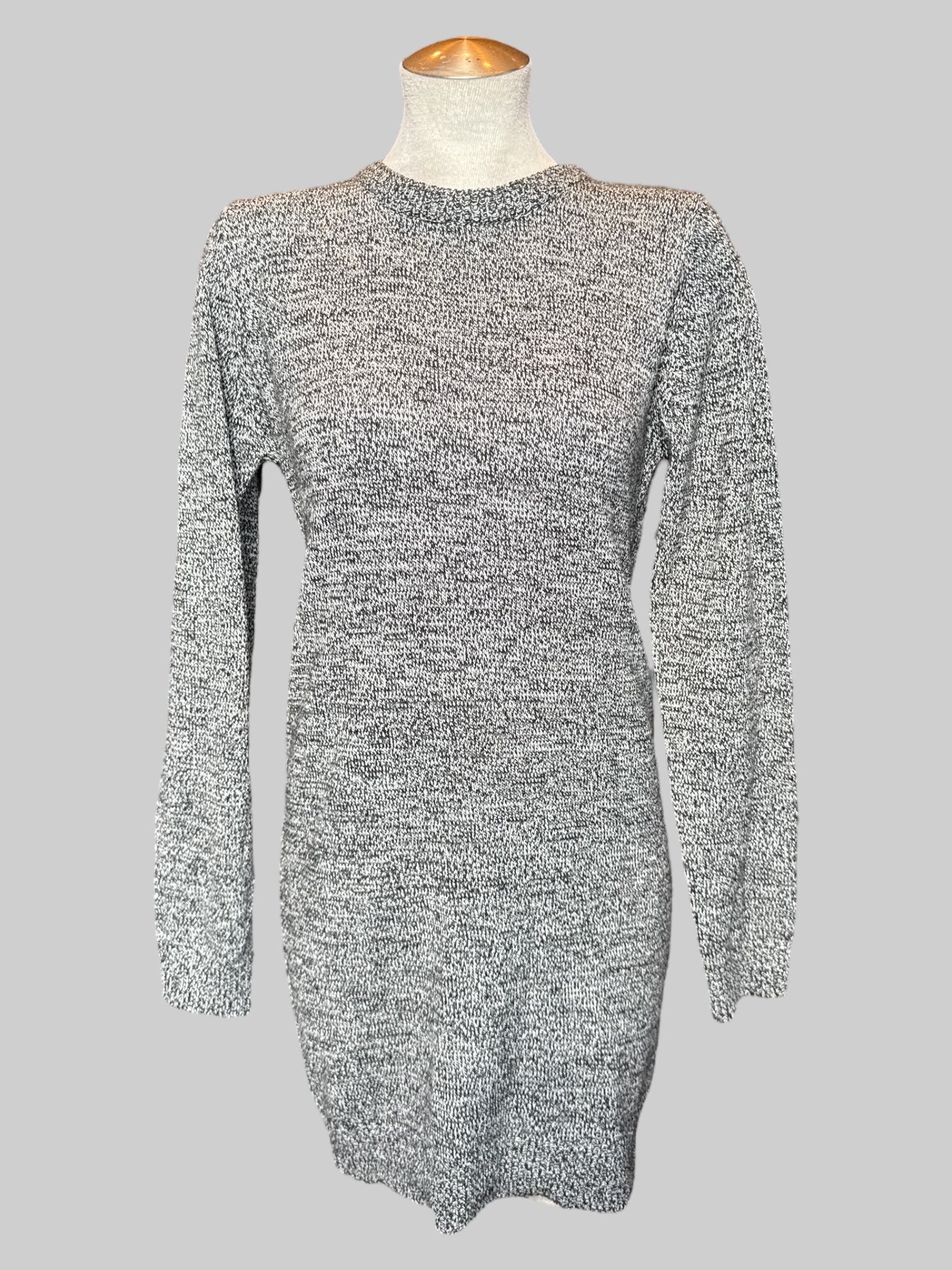 L black and white knit body con dress