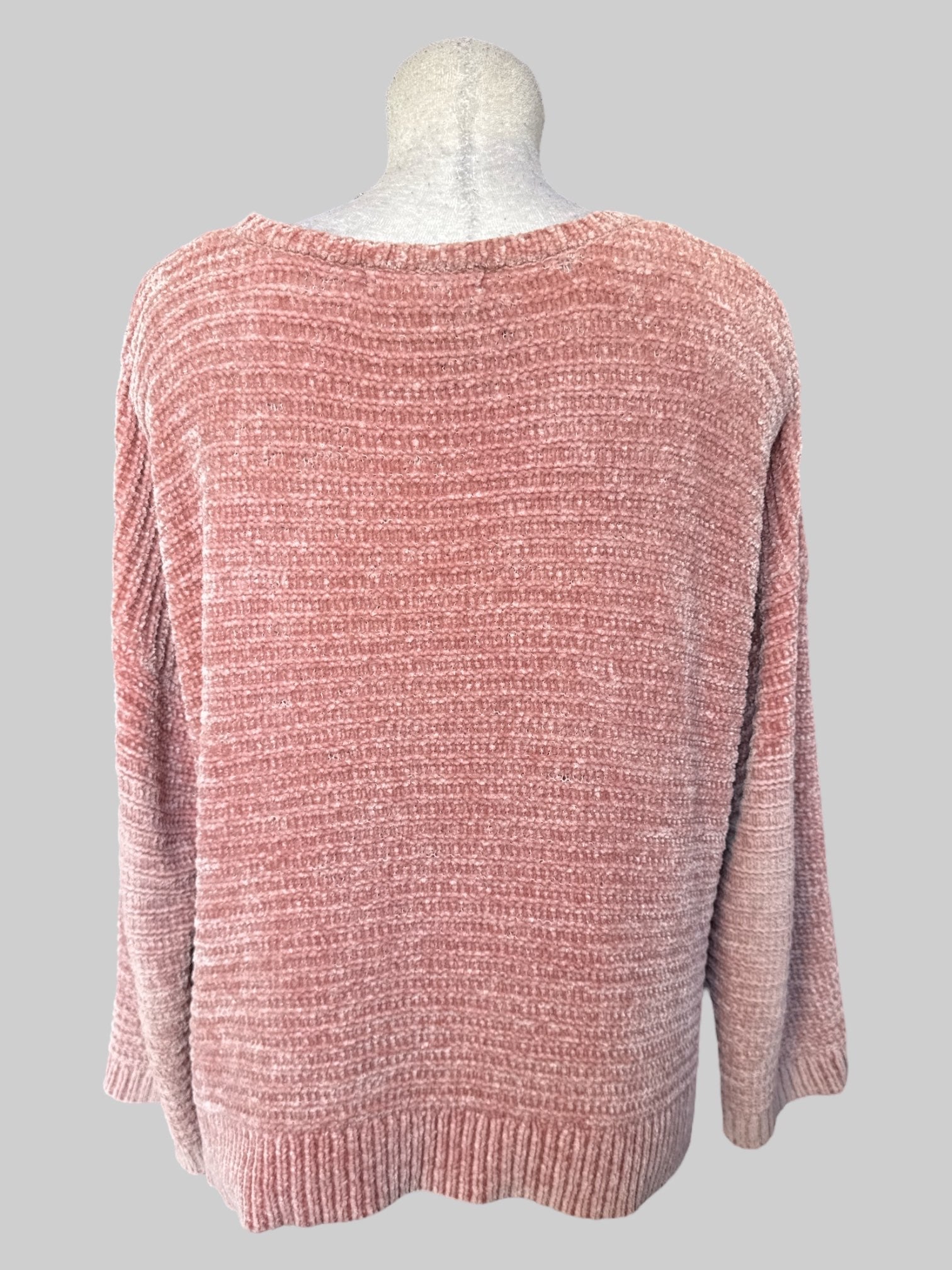 3X light pink velour knit sweater