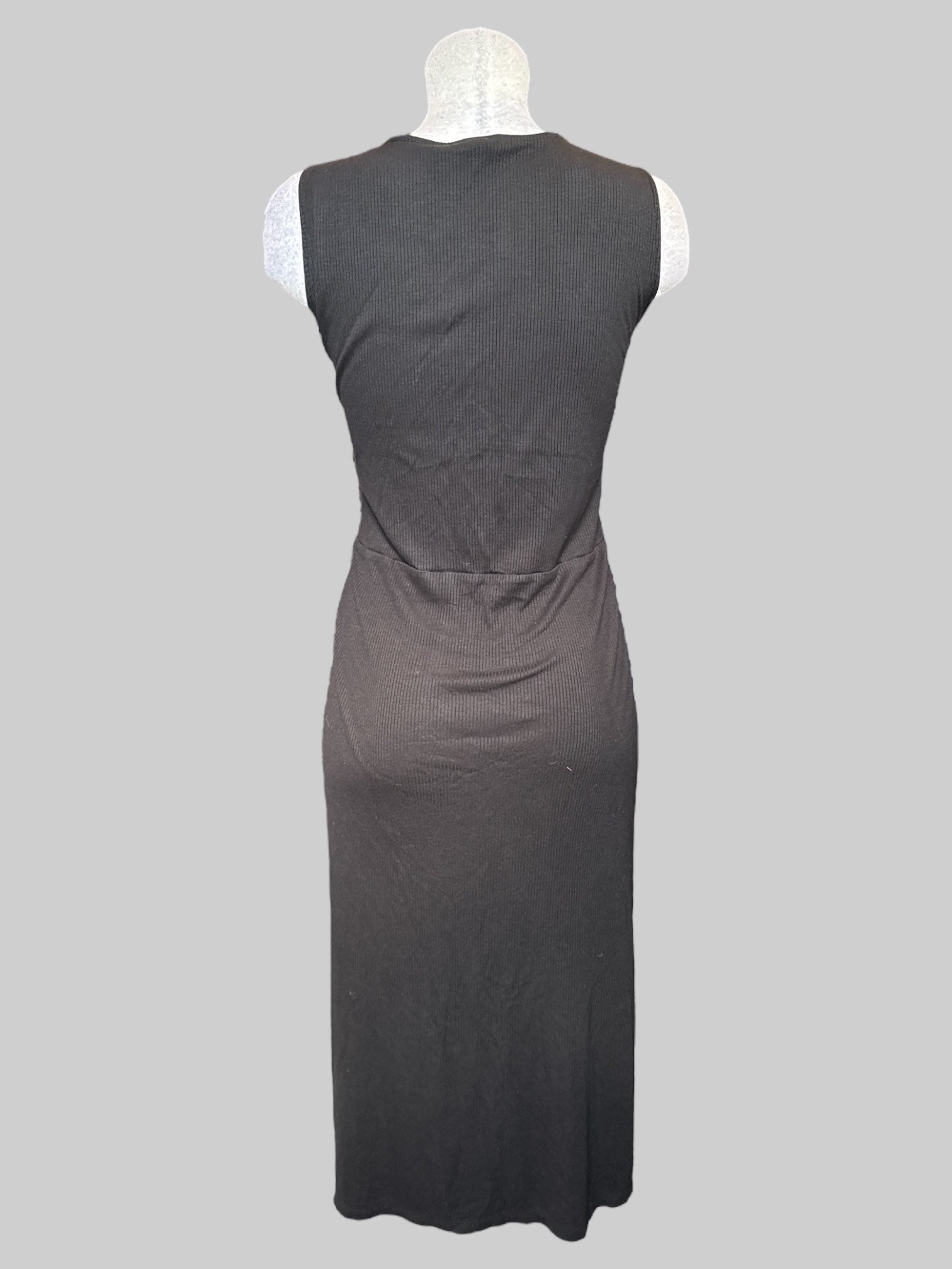 3X black ribbed button up sleeveless dress