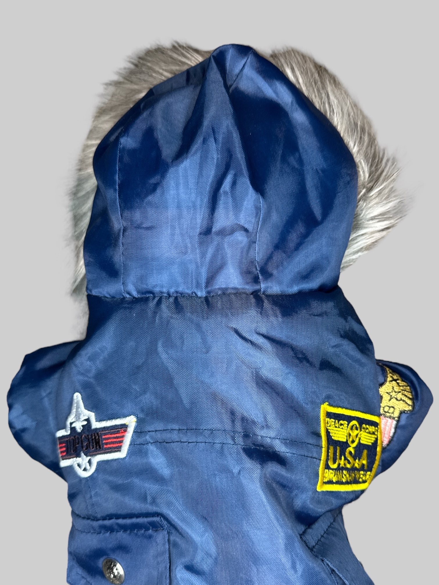 Top Gun blue dog sweater, size small