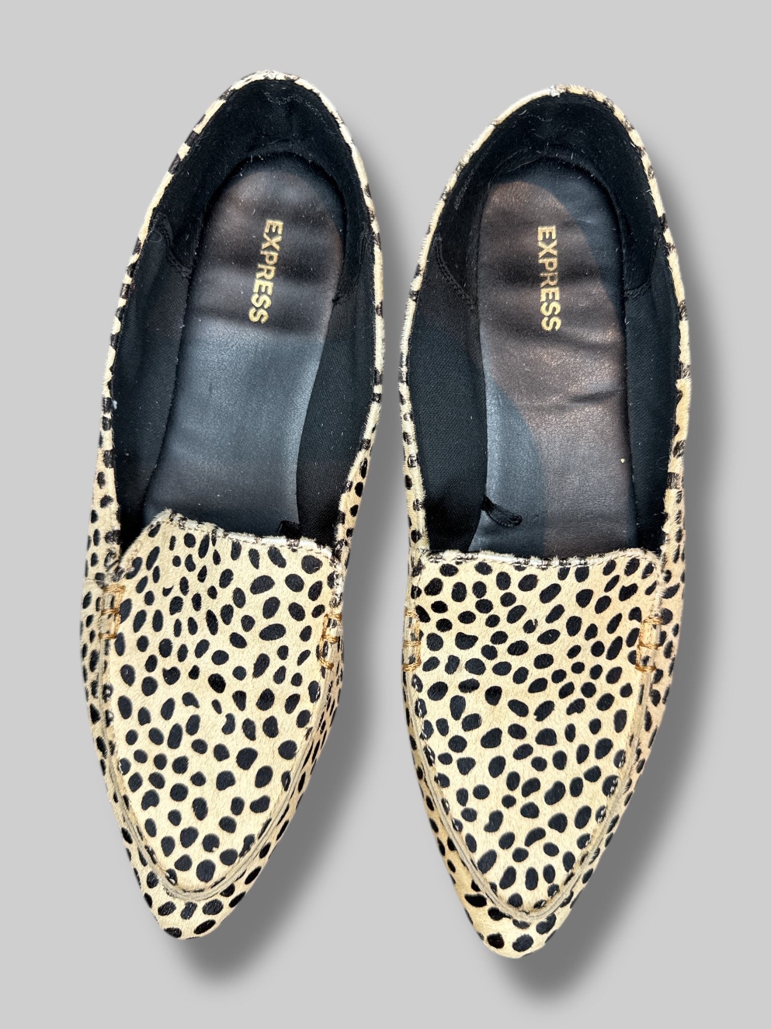 Size 10 animal print flats with real animal fur