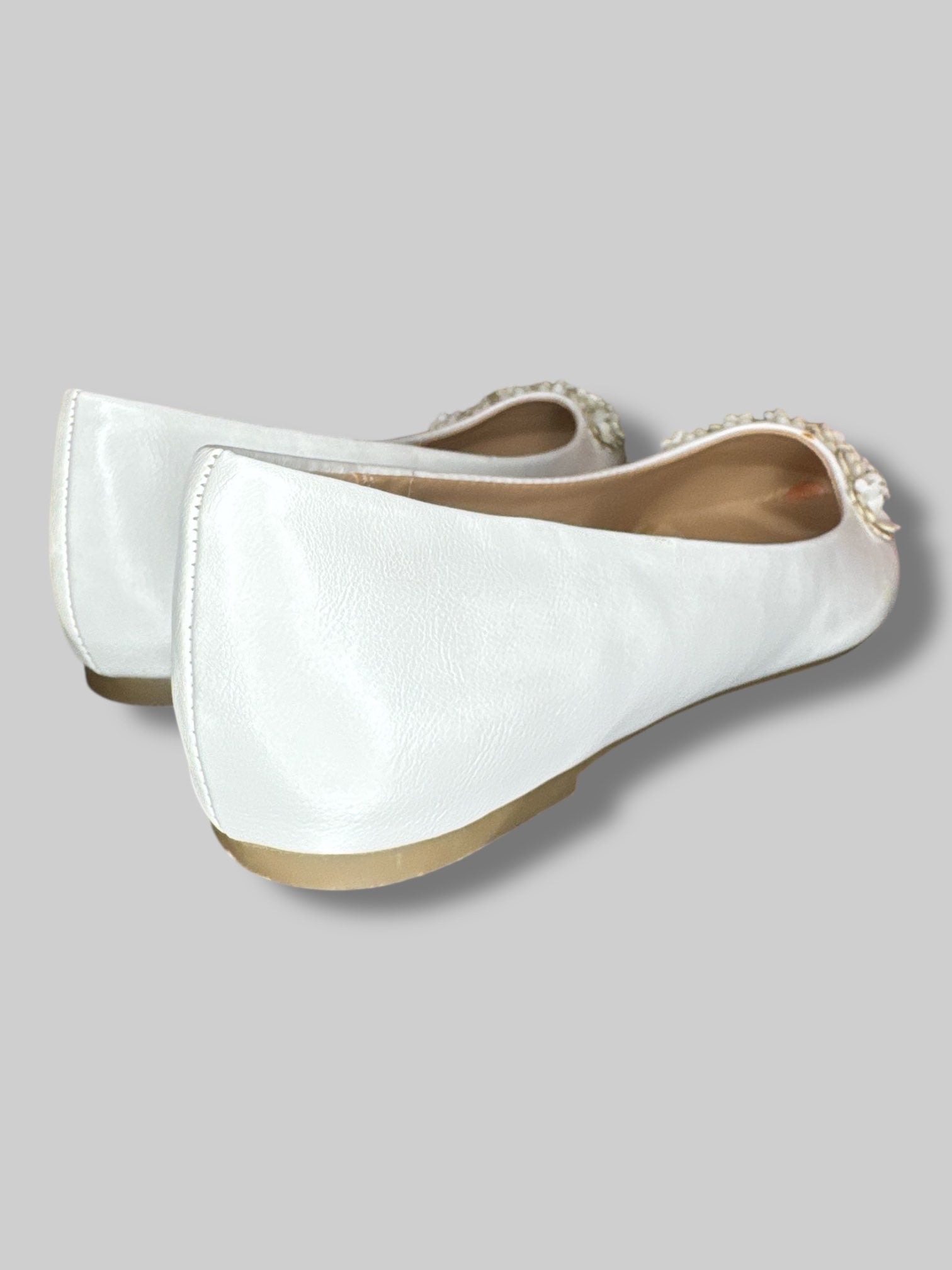 white flats with florals size 6