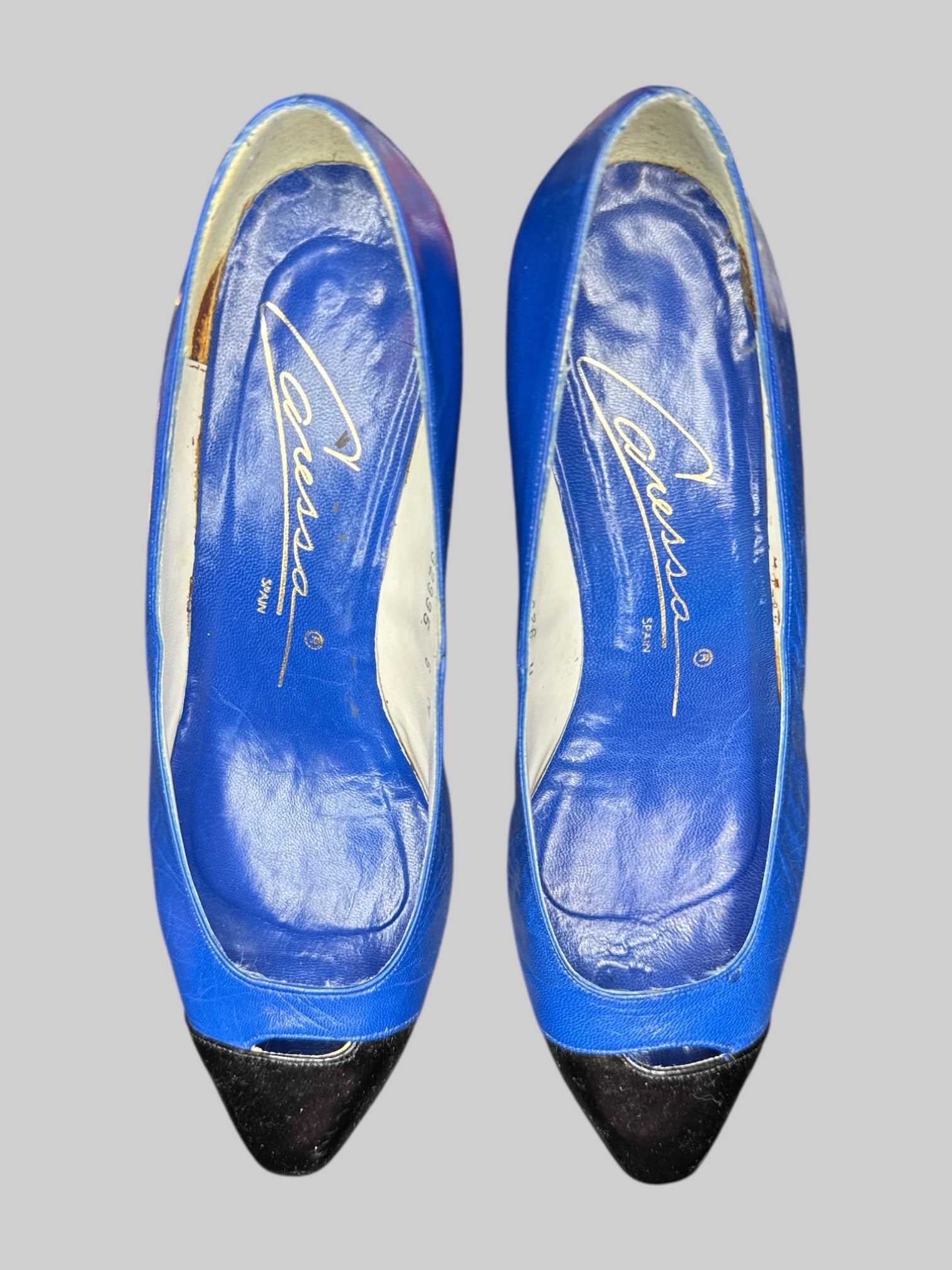vintage blue and black kitten heels size 6