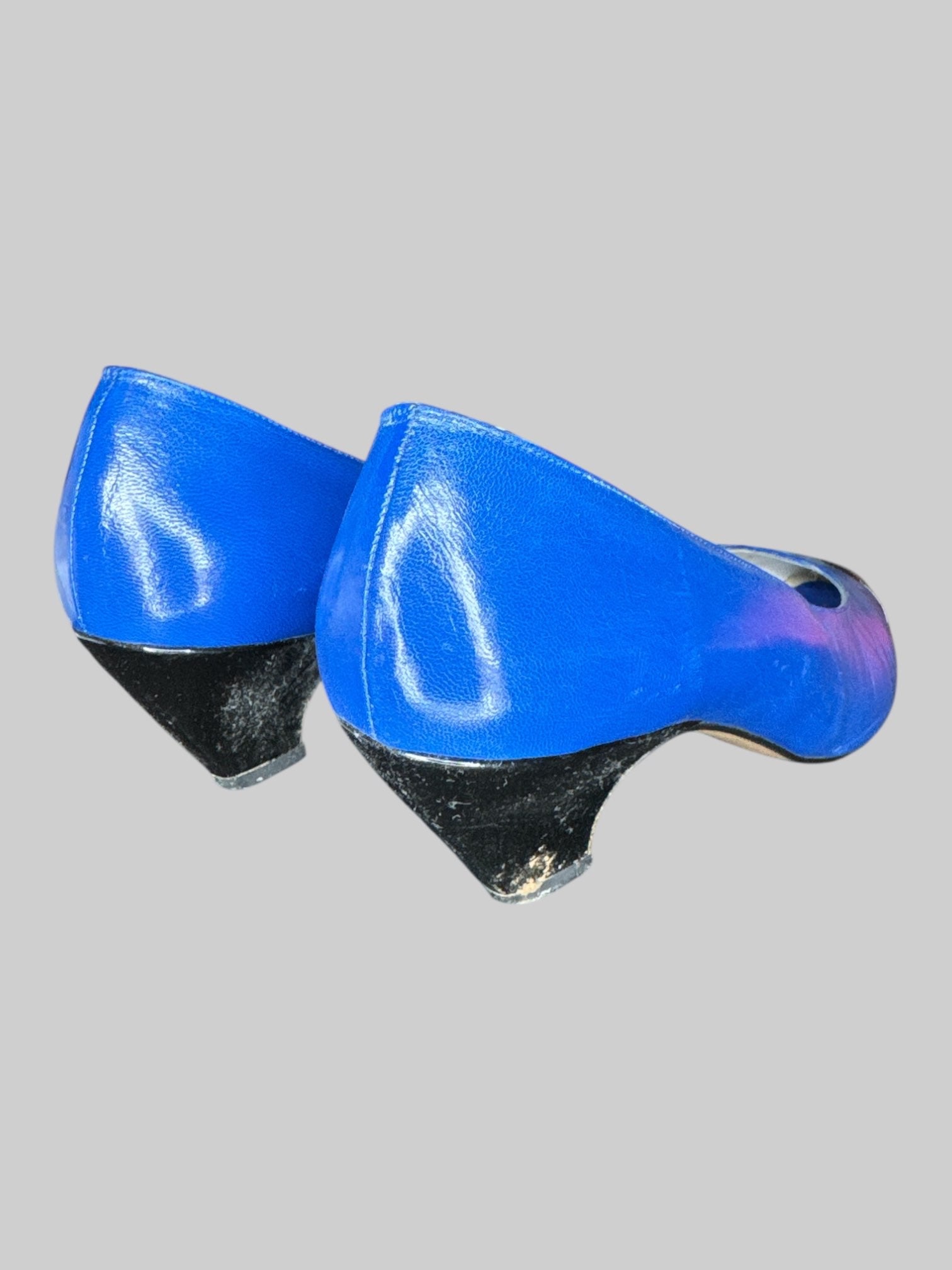vintage blue and black kitten heels size 6