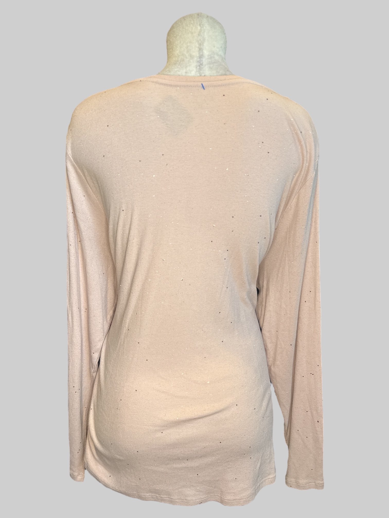 4X Light pink ribbed long sleeve shirt with metallics