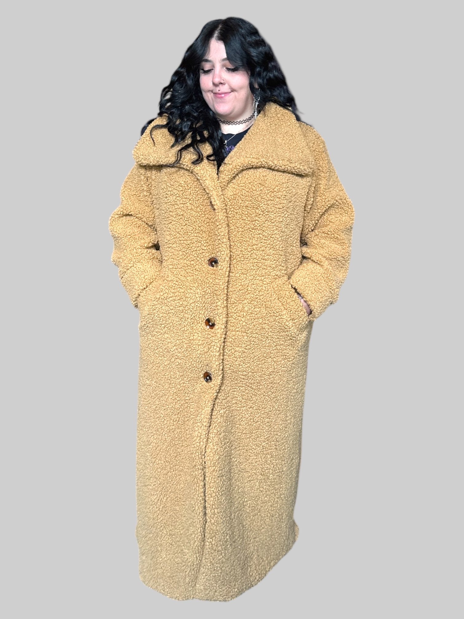 5X Light brown Sherpa button up coat