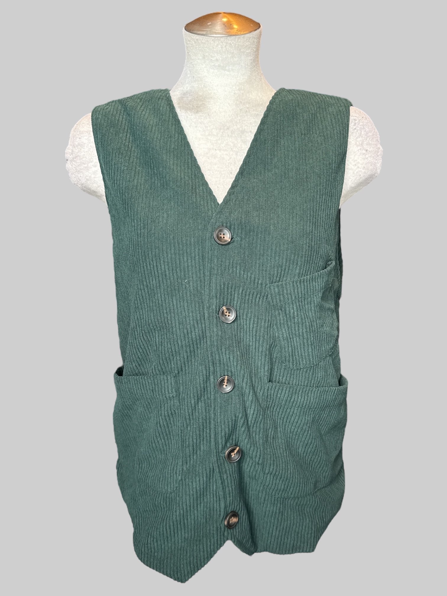 0X dark green corduroy button up vest
