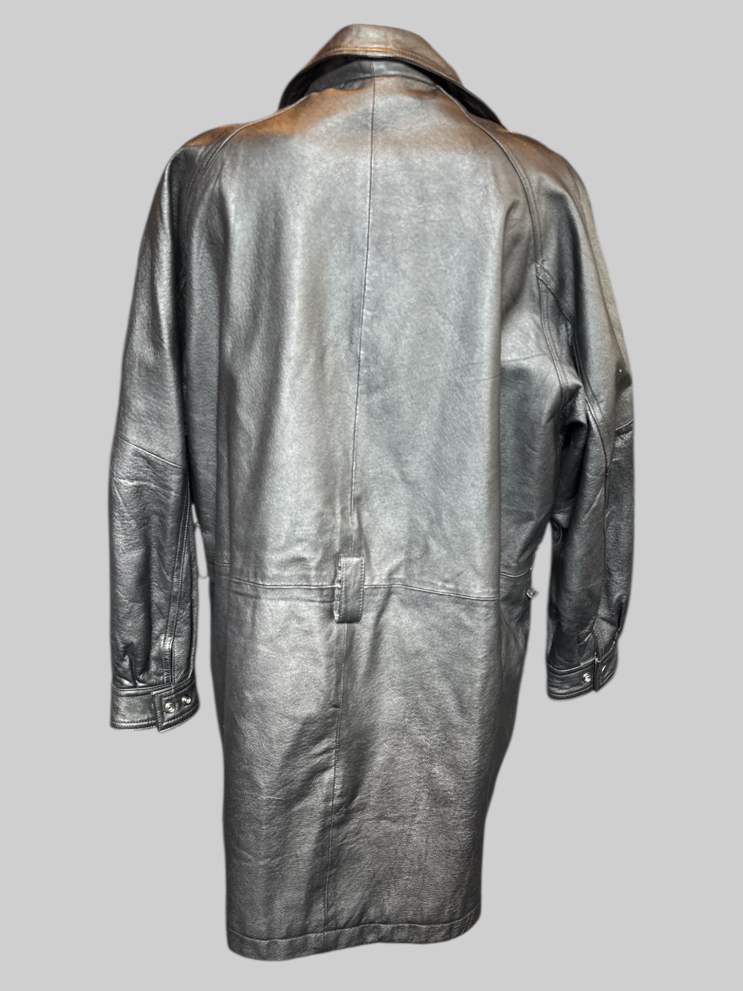 1X vintage leather black coat