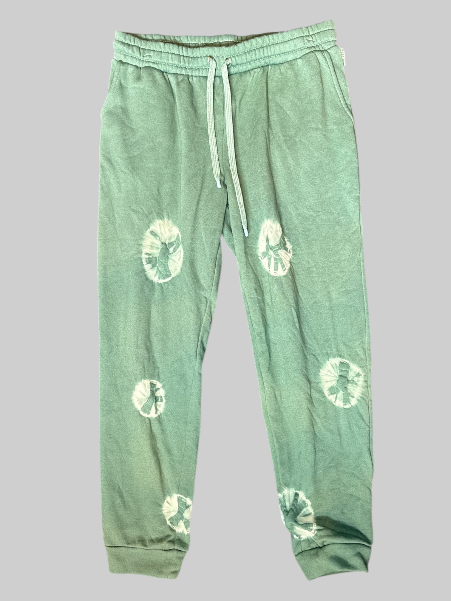 XL green sweatpants with white tie dye