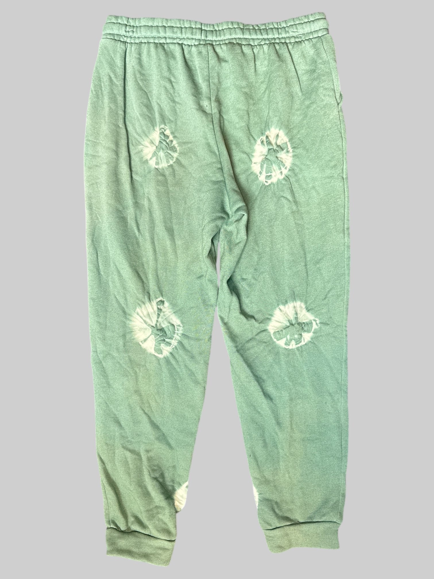 XL green sweatpants with white tie dye