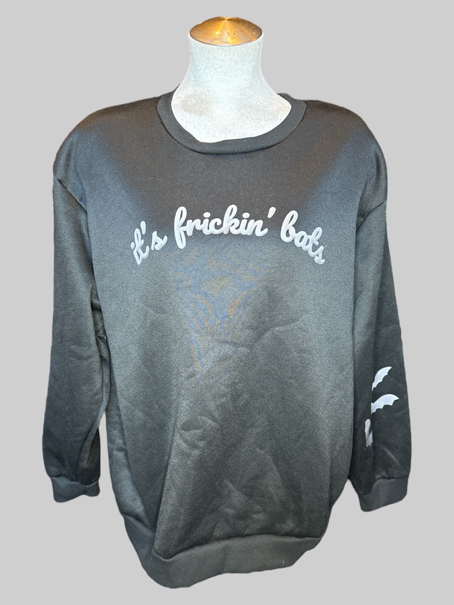 0X Black its frickin bats pullover sweater