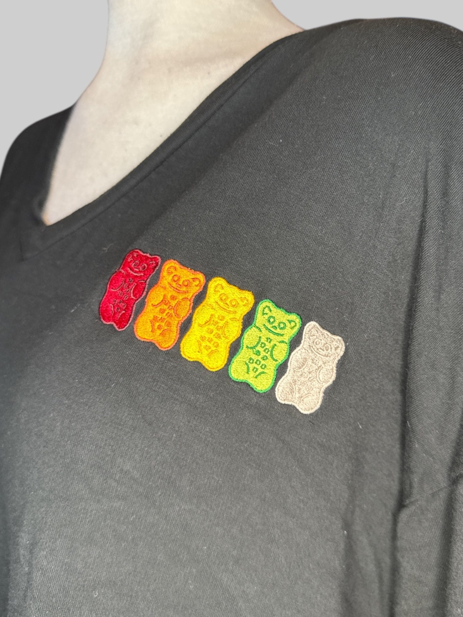 3X Black cropped sweater with haribo gummies