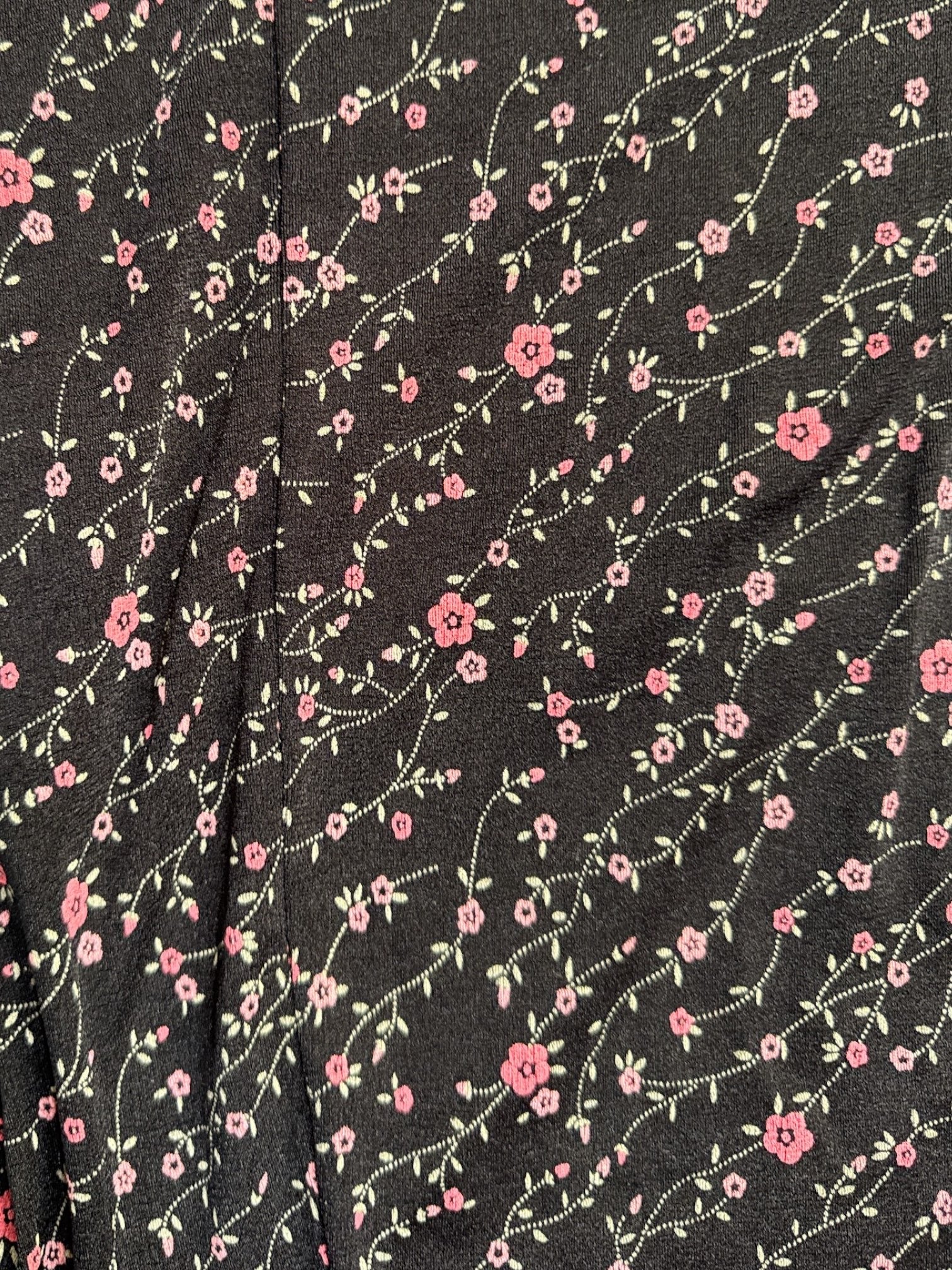 3X Vintage black slinky skirt with green and pink florals