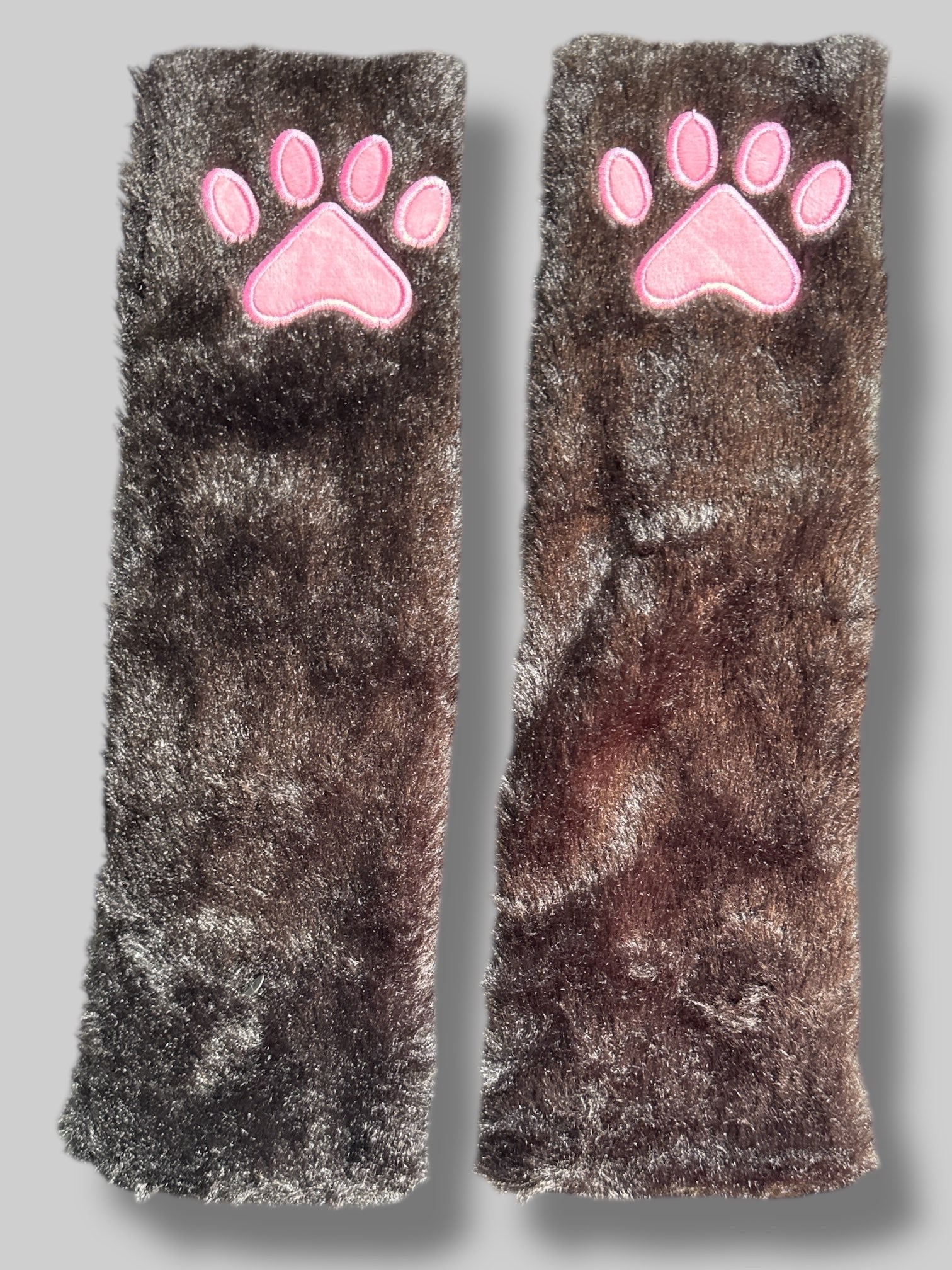 Long black fuzzy cat arm warmers